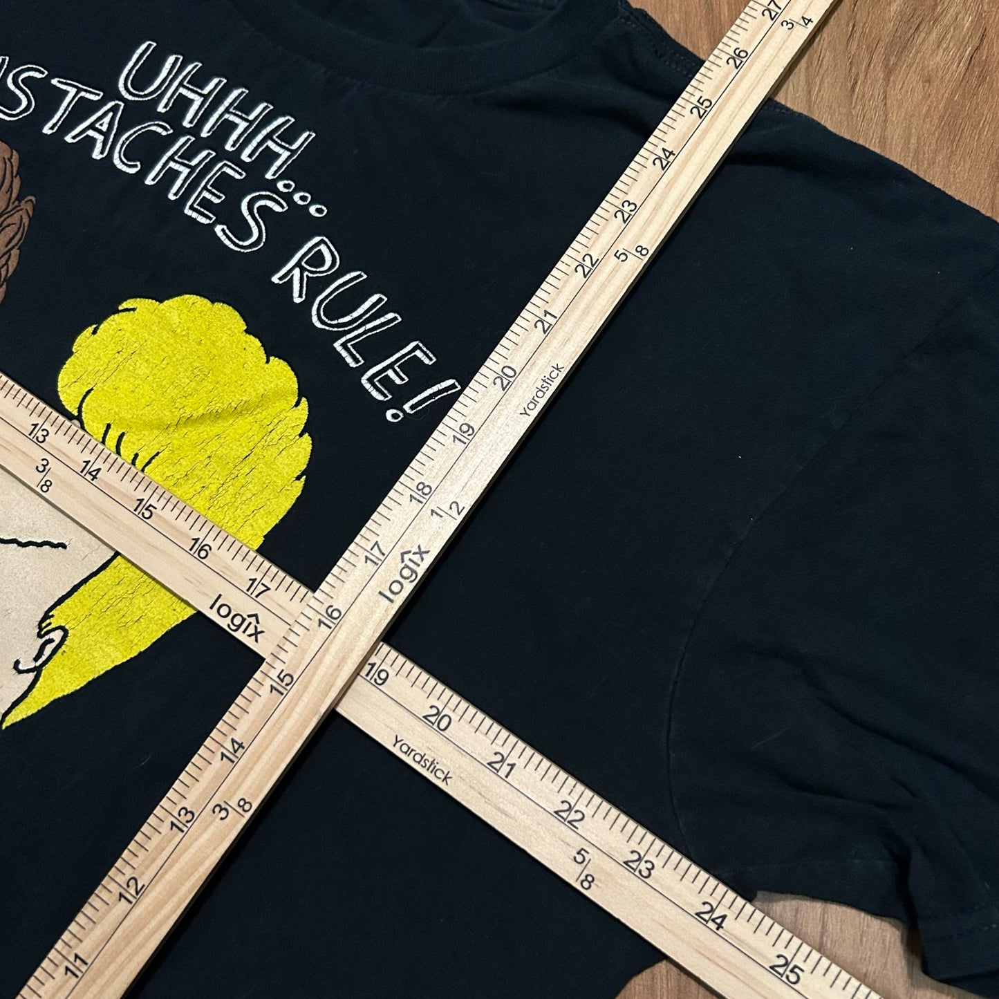 (M/L) Vintage Beavis and Butt-Head Mustaches Rule Black Graphic T-Shirt
