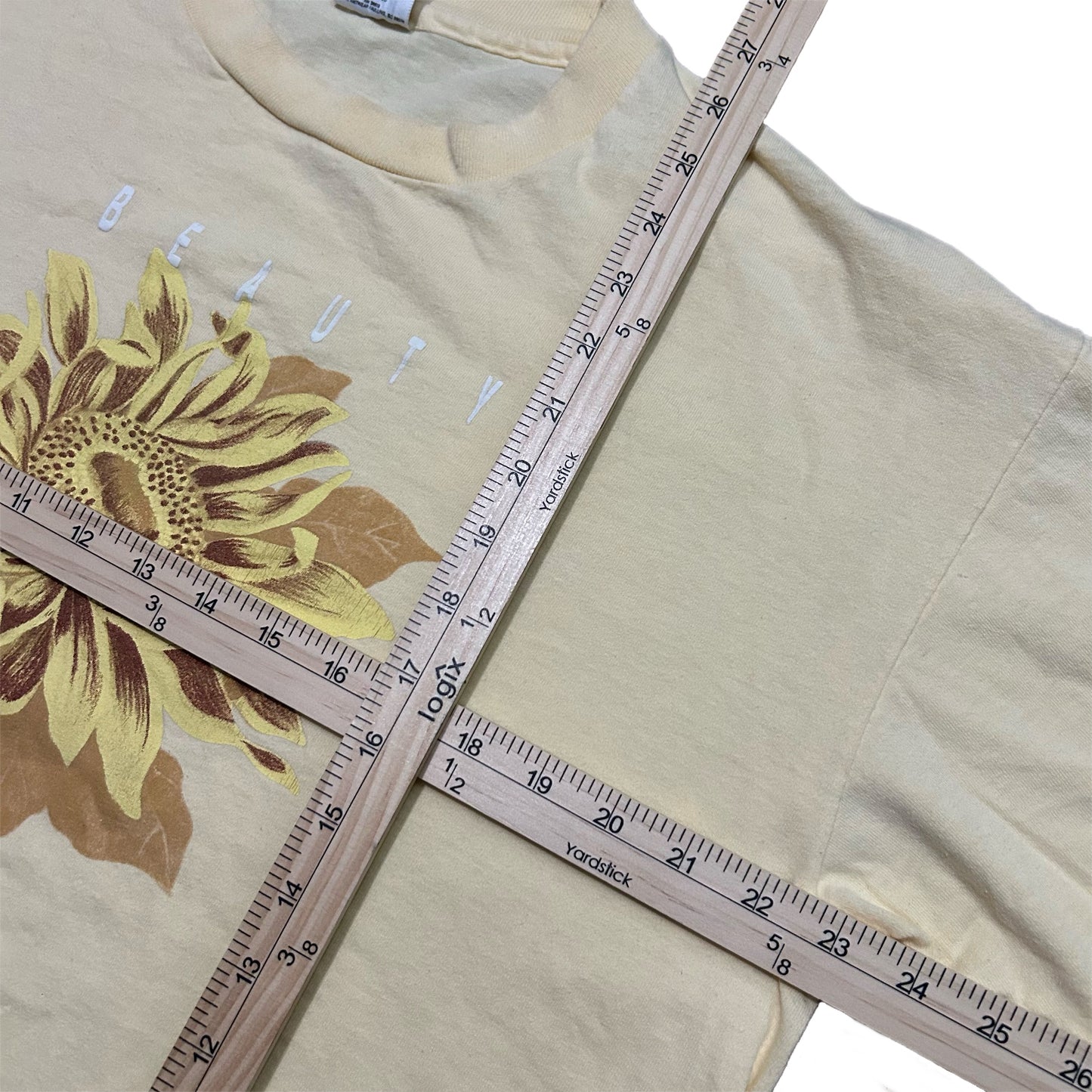 (XL) 90s Single Stitch Sunflower Nature Beige T-Shirt
