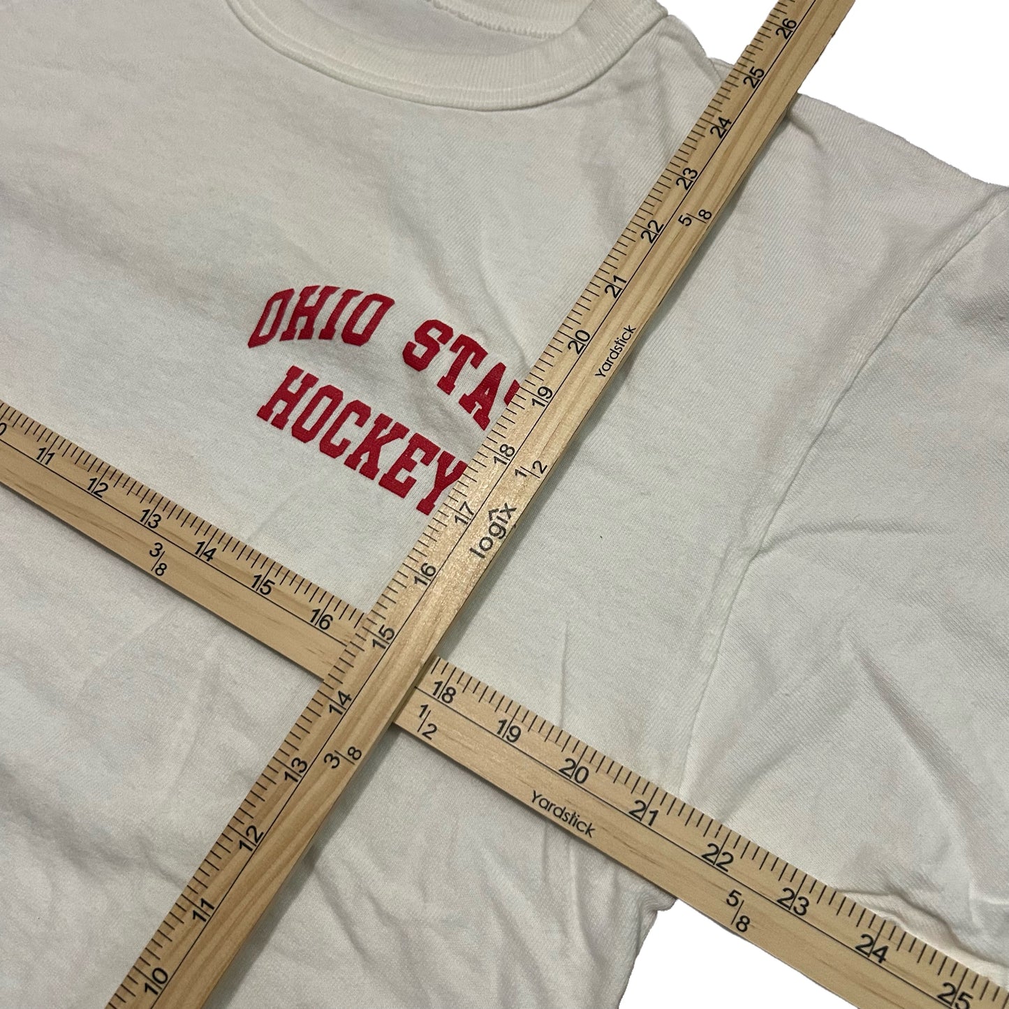 (L) 90s Champion Ohio State Hockey White T-Shirt