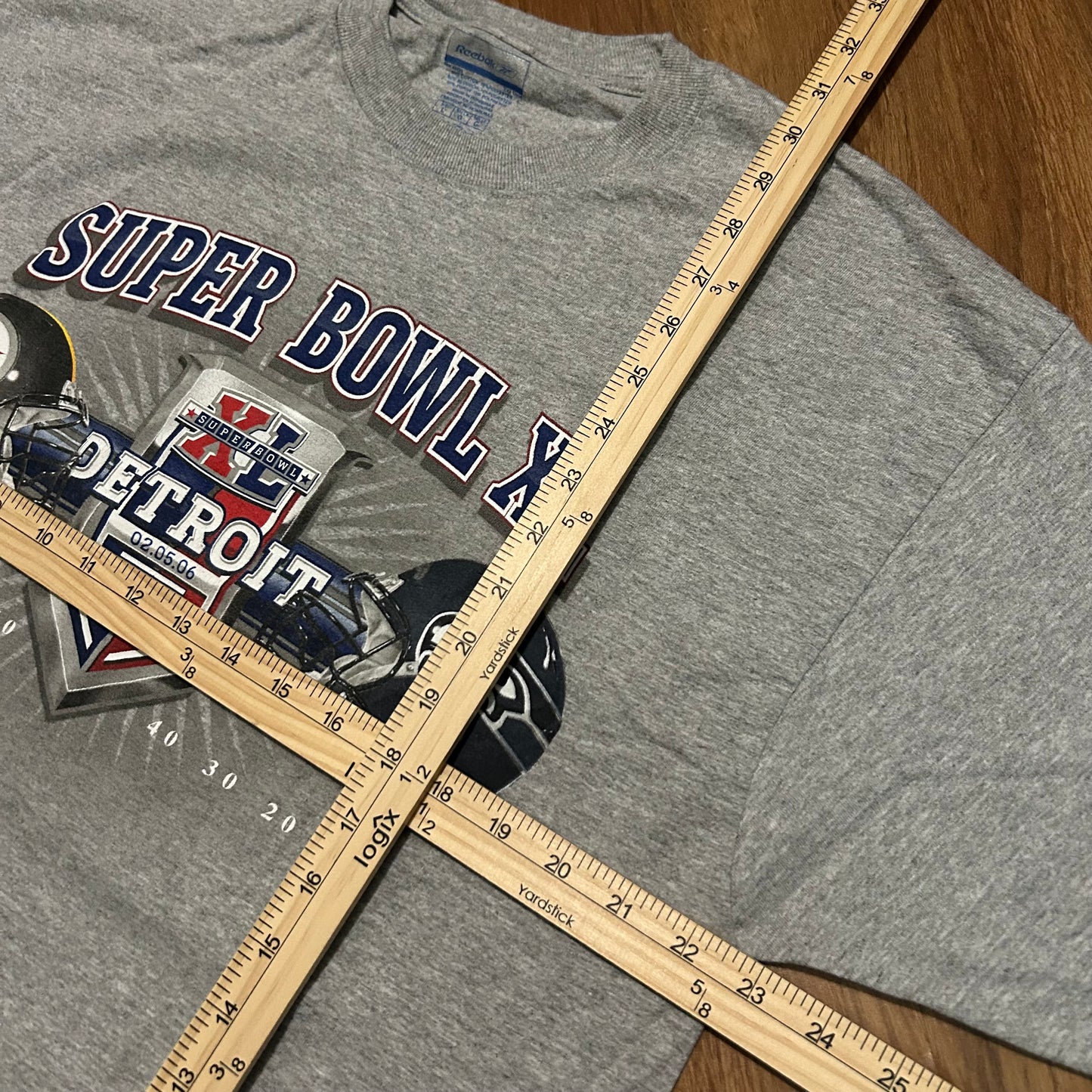 (L) Vintage 2006 NFL Super Bowl XL Detroit Grey T-Shirt