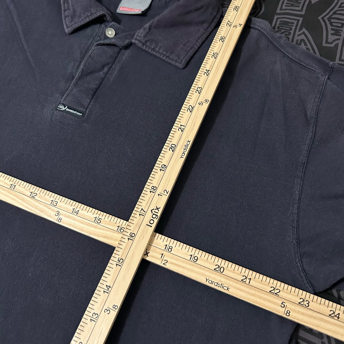 (L) Vintage Quicksilver Faded Navy Short Sleeve Polo Shirt