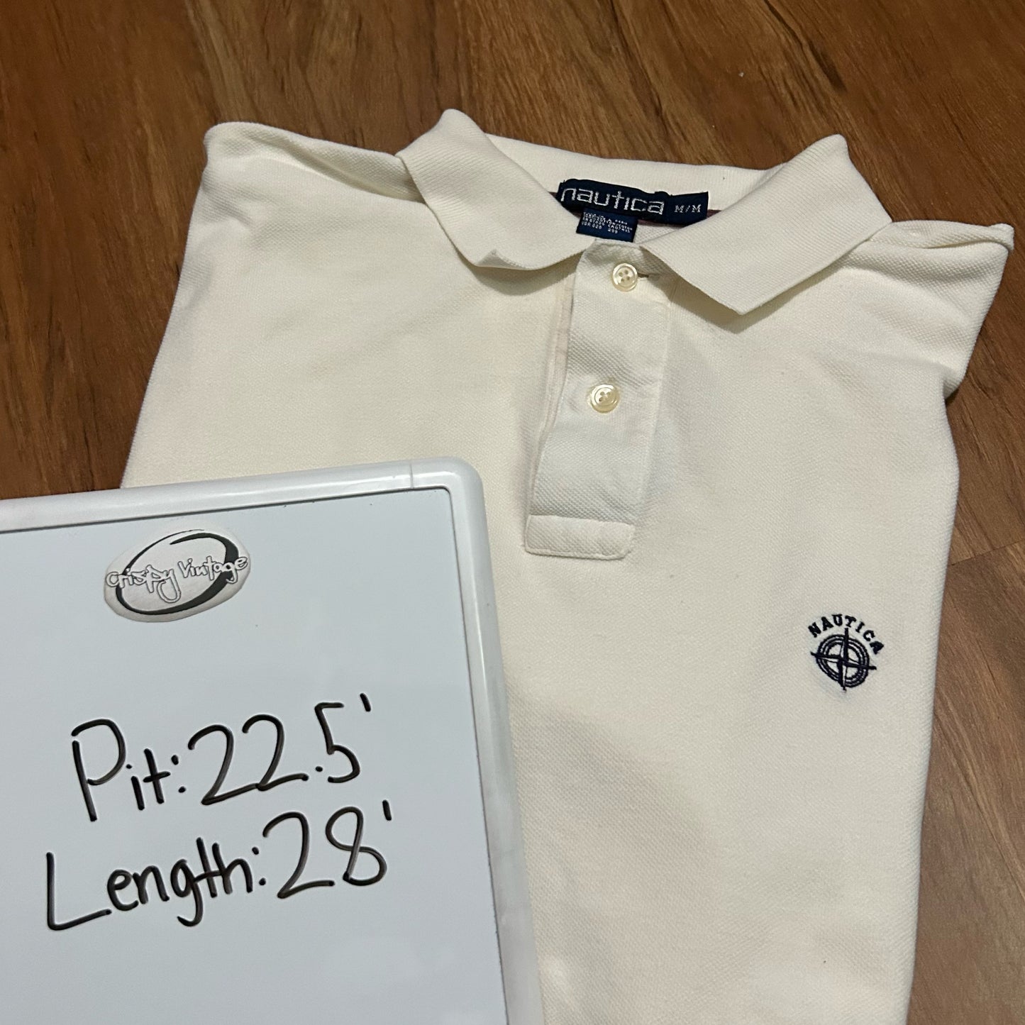 (M) Vintage Nautica White Short Sleeve Pique White Polo Shirt