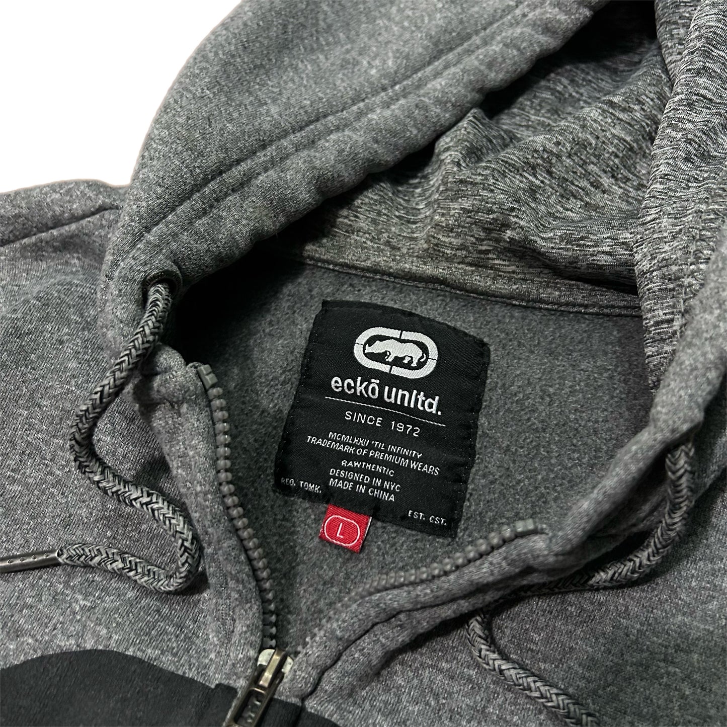 (L) Y2K Ecko Unltd Grey Zip-Up Hoodie