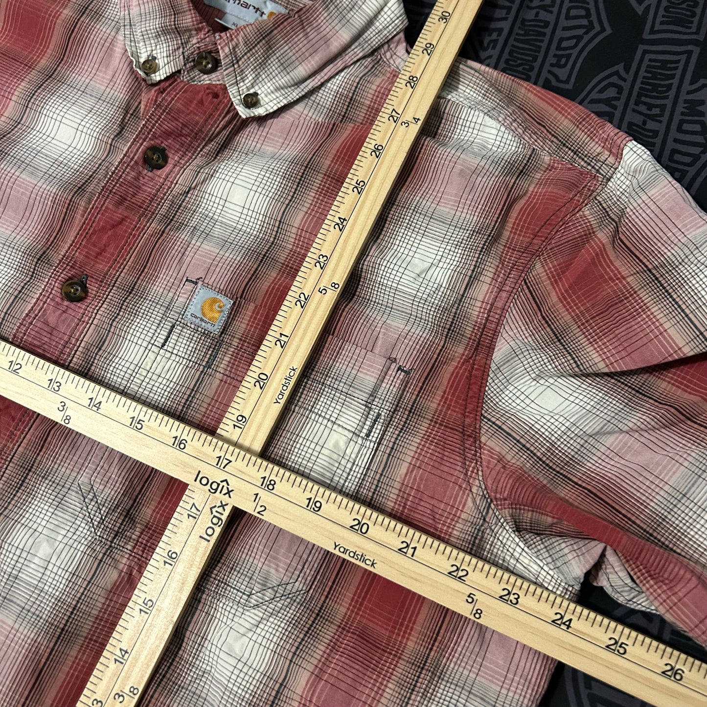 (XL) Vintage Carhartt Relaxed Fit Short Sleeve Pliad Button Up Shirt