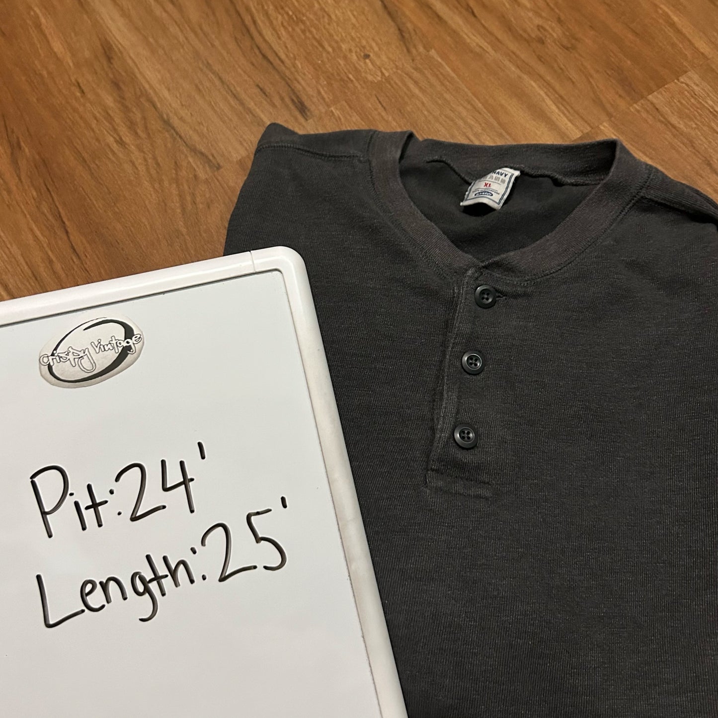 (XL) Y2K Old Navy Cropped Henley Grey Longsleeve Shirt