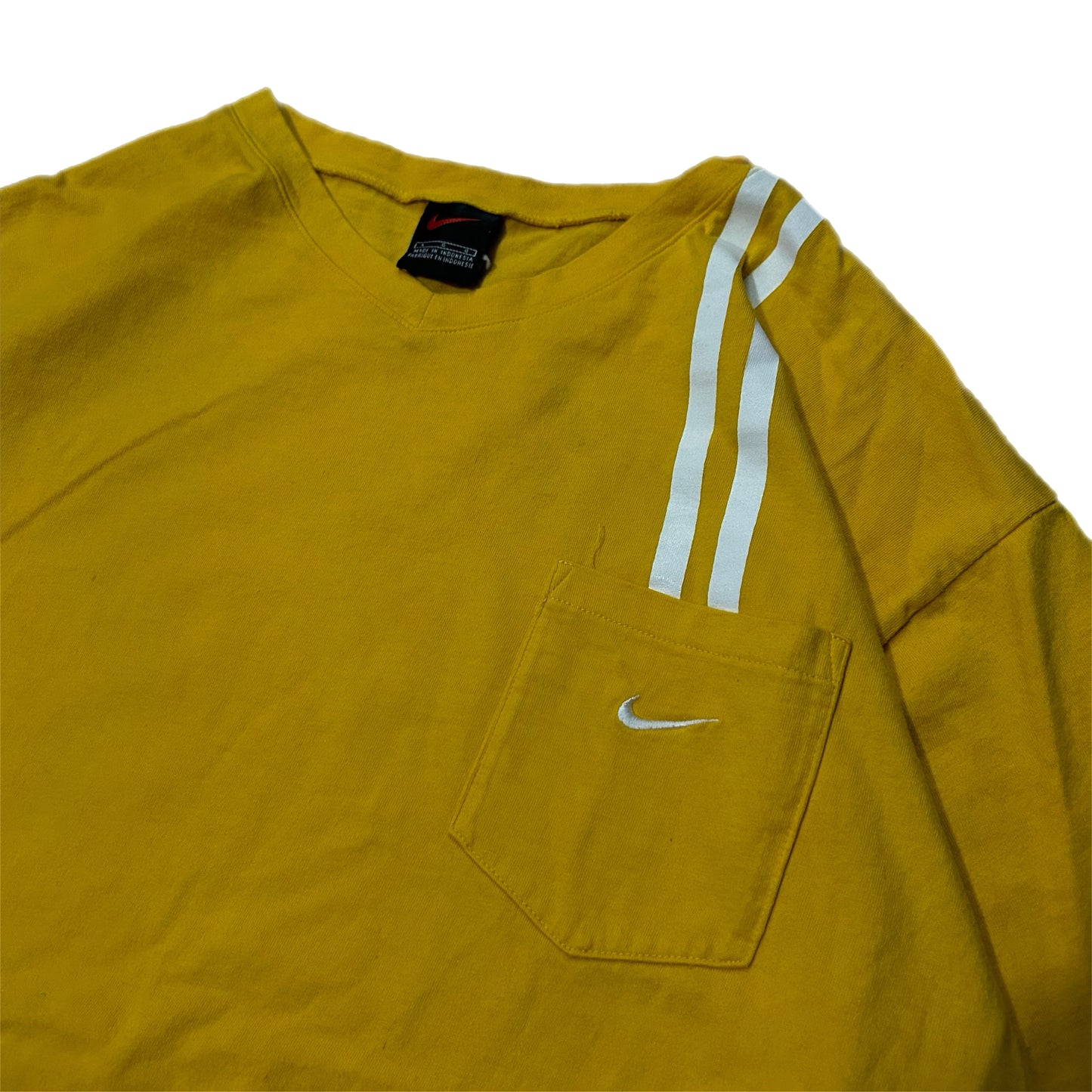 (L) Y2K Nike V-Neck Yellow Pocket Shirt