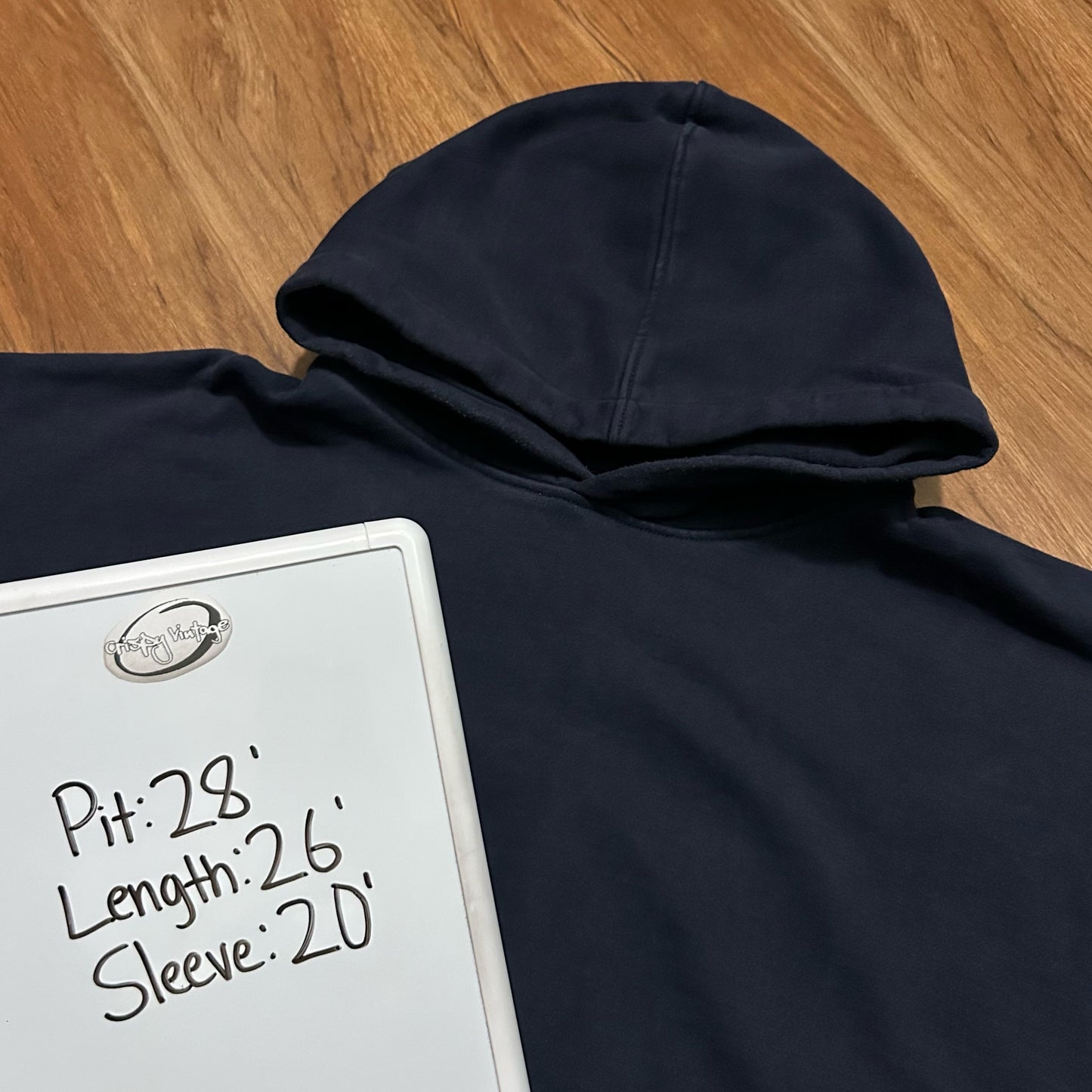 (XL) Hours Navy Heavyweight Boxy Fit Cropped Hoodie
