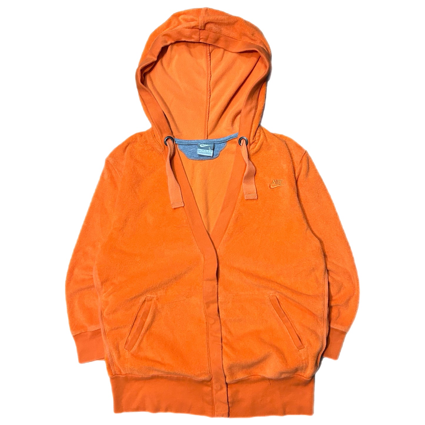 (L) Y2K Nike Women’s Orange Cardigan Velour Hoodie