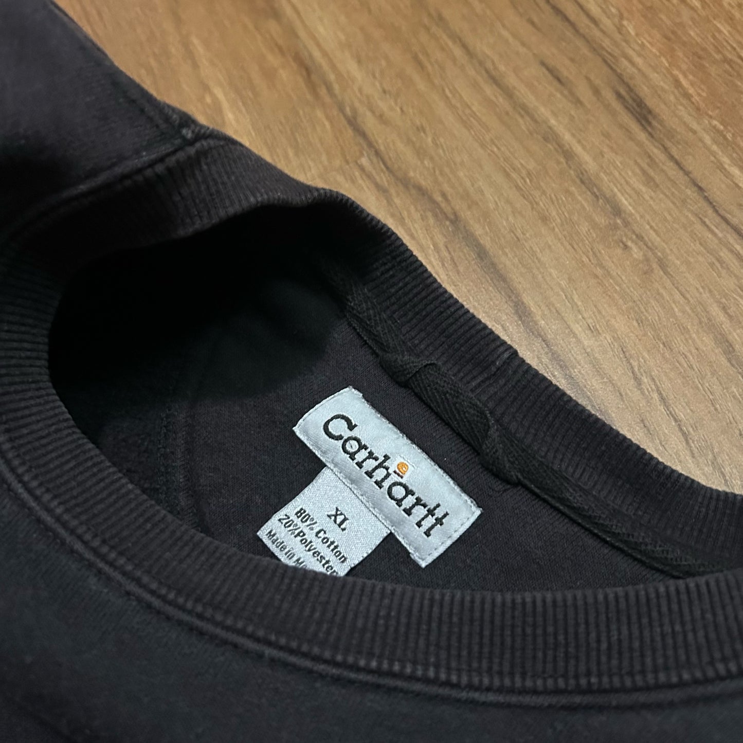 (XL) Vintage Carhartt Embroidered Logo Black Pullover Crewneck