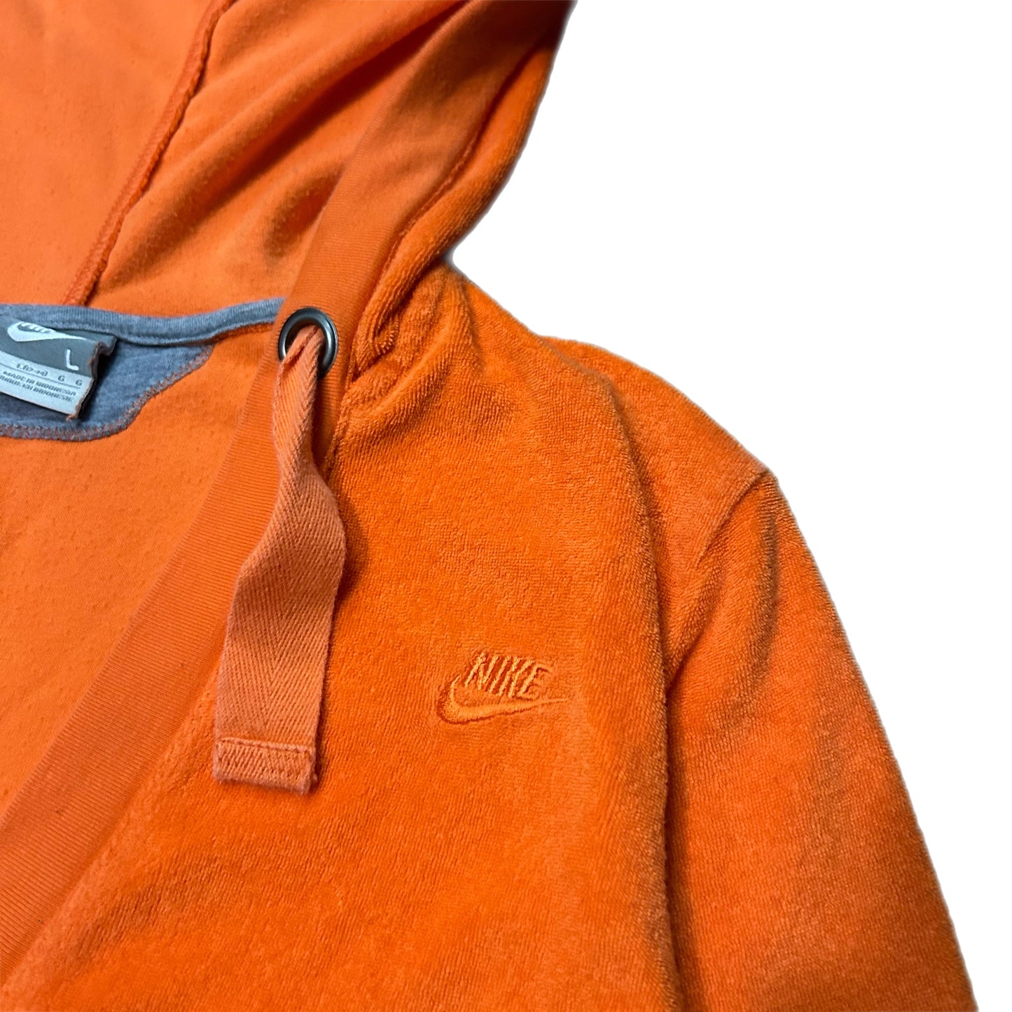 (L) Y2K Nike Women’s Orange Cardigan Velour Hoodie