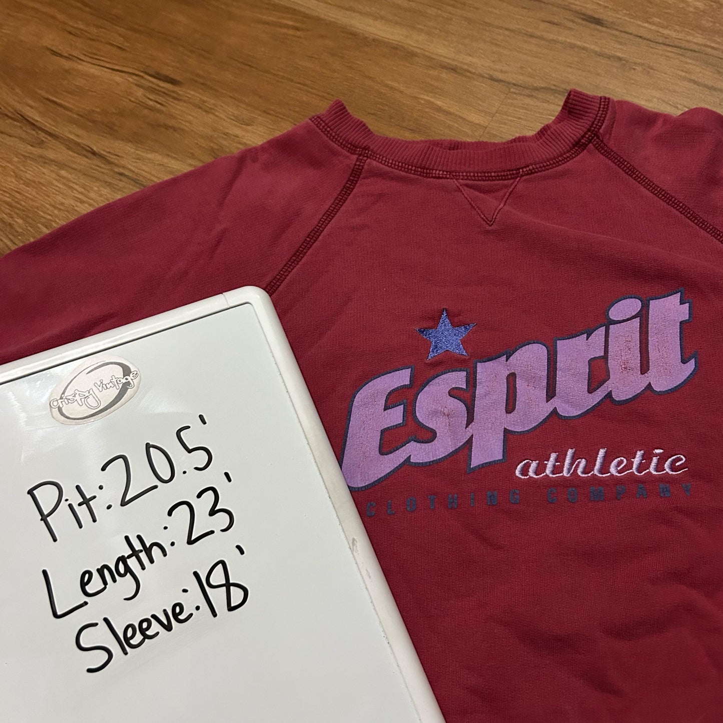 (M) Vintage 90s Esprit Athletic Burgundy Pullover Crewneck