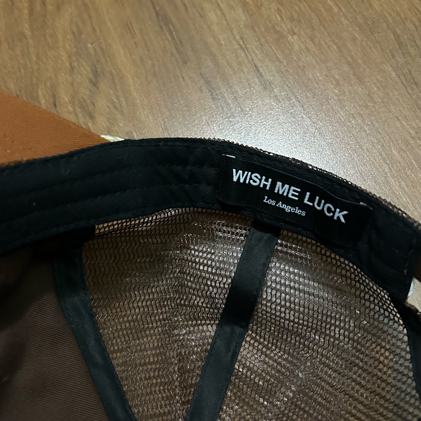 (OS) Wish Me Luck America's Choice Orange Brown Trucker Hat