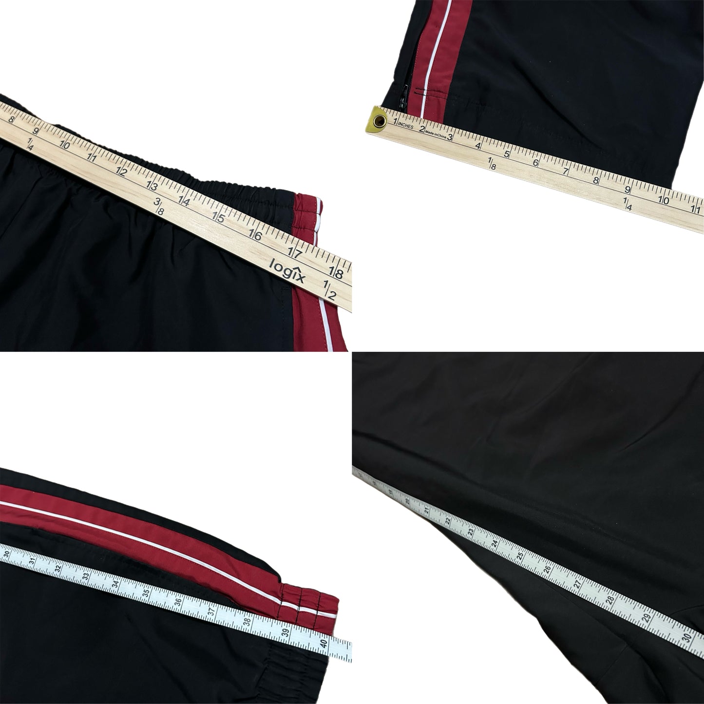 (XL) Y2K Reebok Baggy Black Red Trackpants