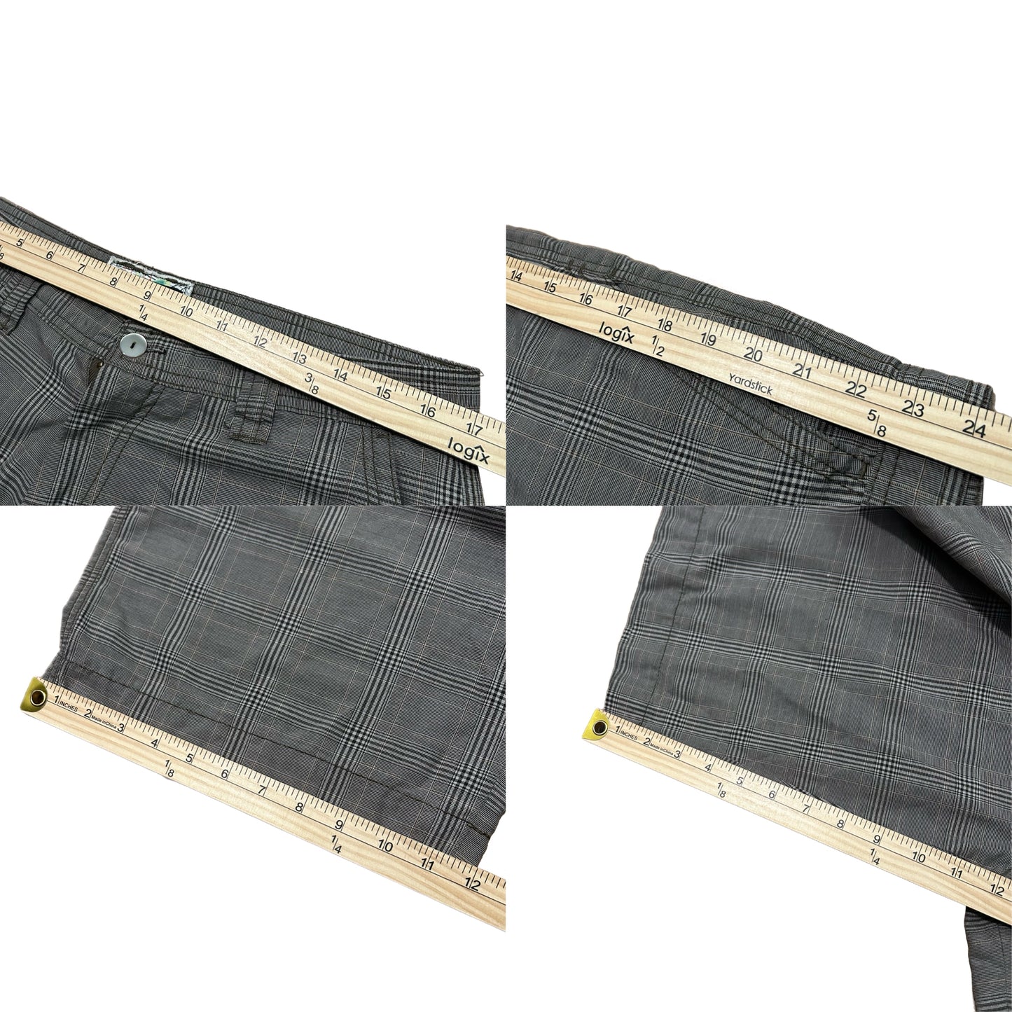 (32) 2000s Billabong Plaid Grey Baggy Shorts