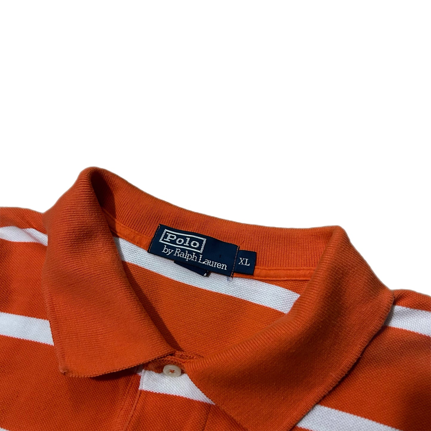 (XL) Vintage Orange Ralph Lauren Polo Striped Shirt