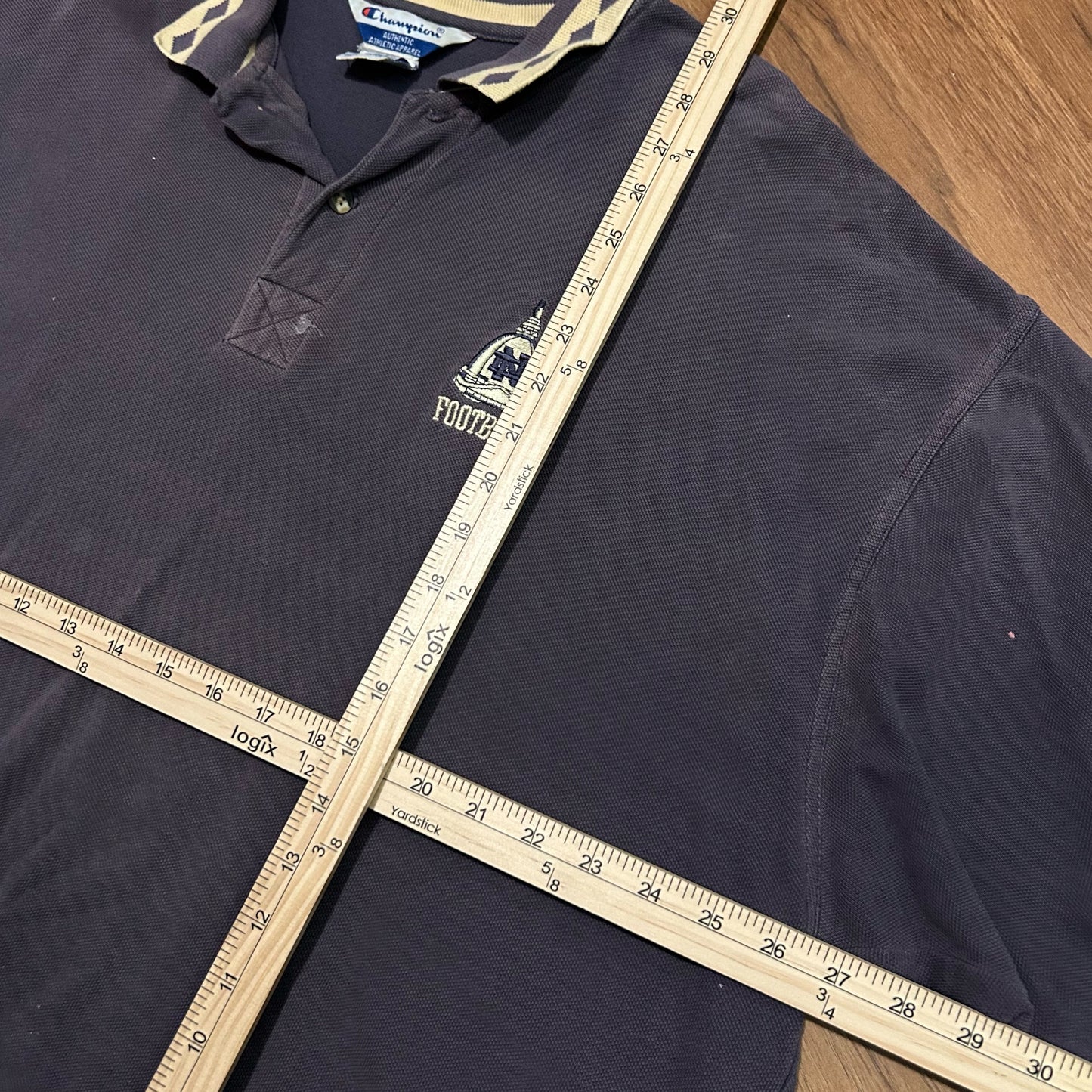 (XXL) Vintage 90s Champion Notre Dame Football Grey Polo Shirt