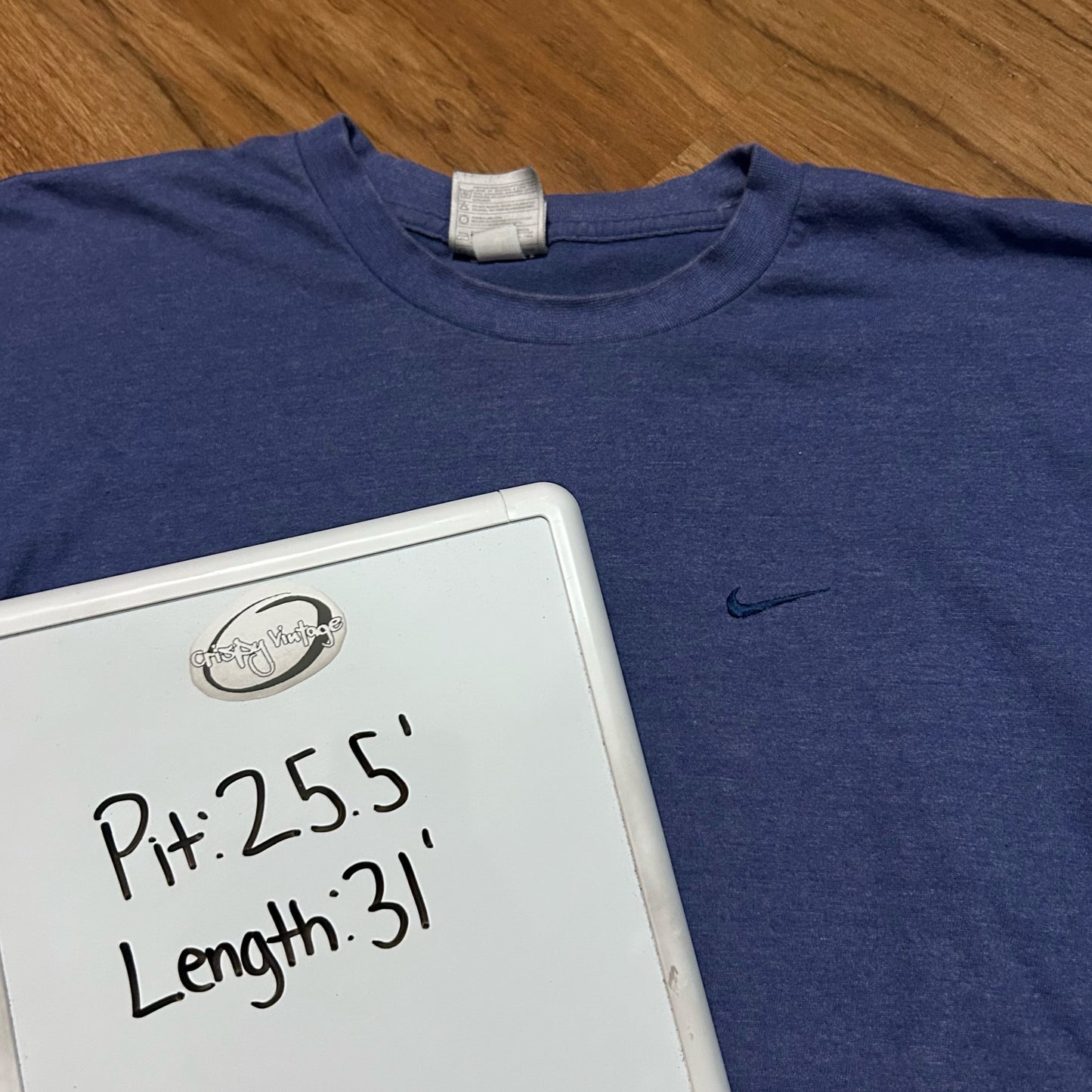 (XXL) Vintage Y2K Nike Mini Embroidered Swoosh Blue T-Shirt