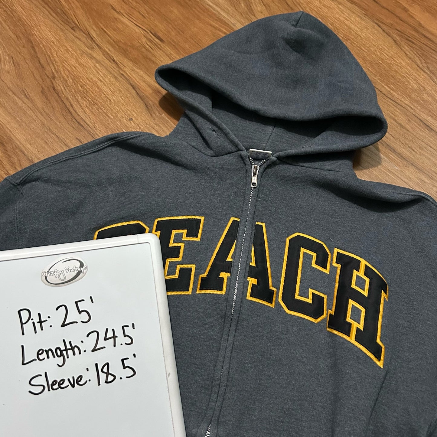 (L) Vintage Russell Athletic CSU Long Beach Grey Full Zip Hoodie