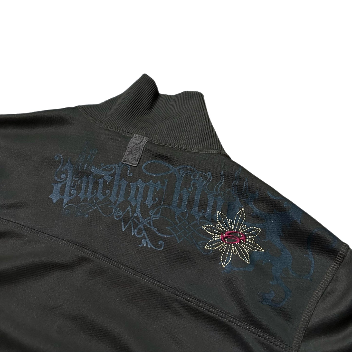 (L) Y2K Anchor Blue Turtle Neck Zip-Up
