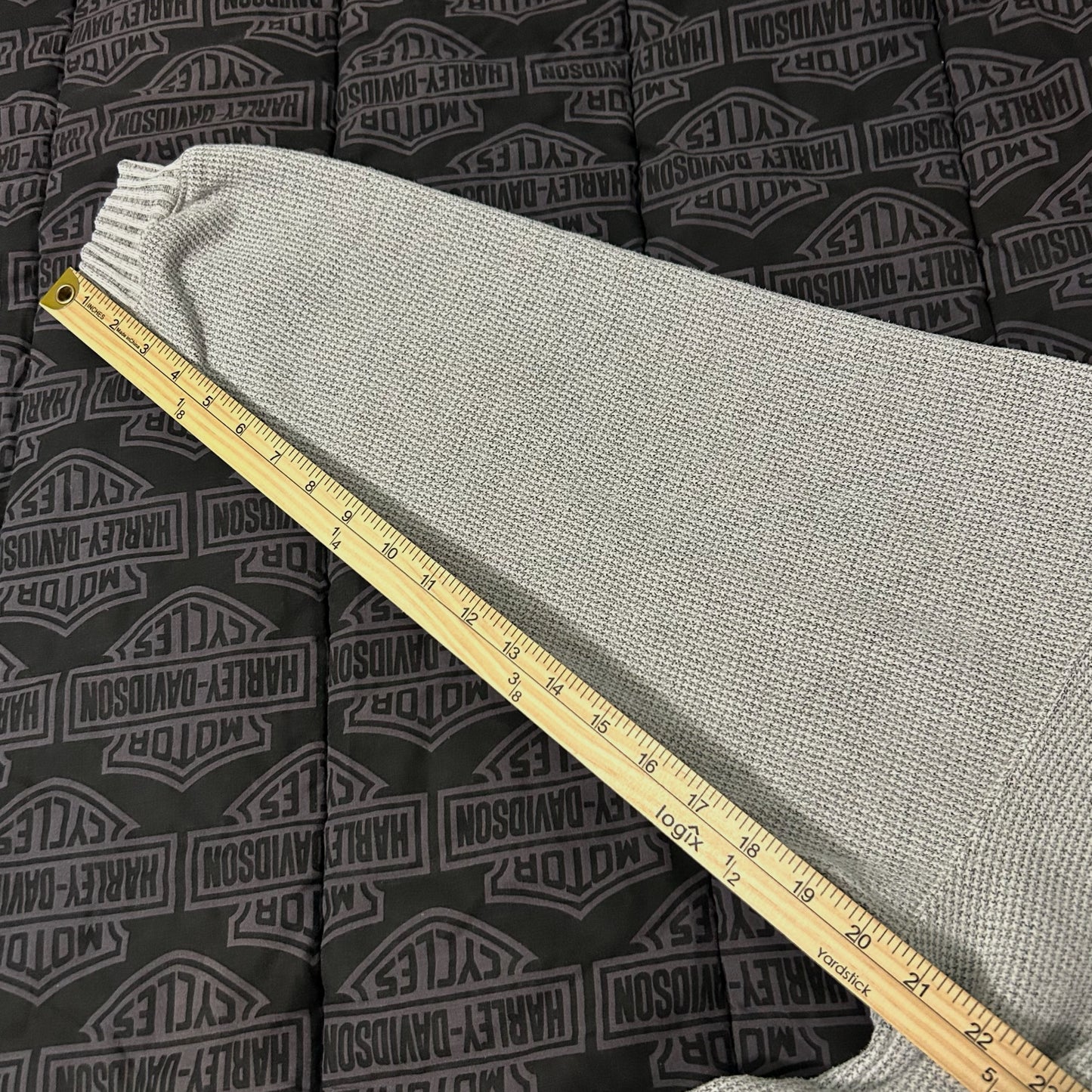 (XXL) Vintage Gear for Sports Gray Waffle Knit Quarter-Zip Pullover Sweater