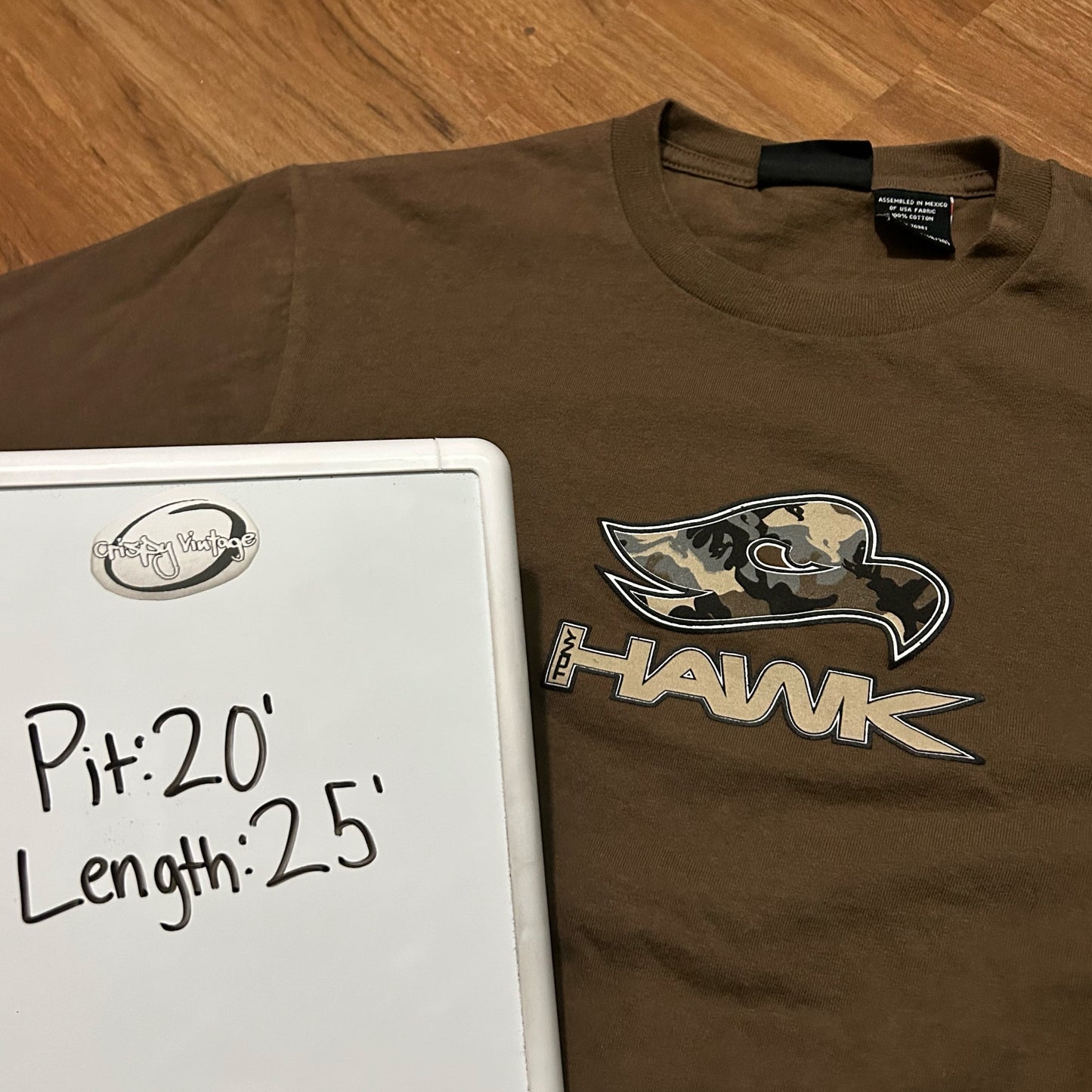 (Boys XL) Vintage Y2K Tony Hawk Camo Hawk Logo Grpahic T-Shirt