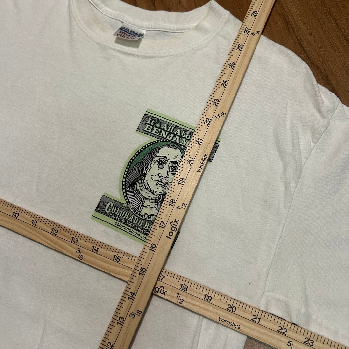 (L) Vintage 2000s All About Benjamins Money White T-Shirt