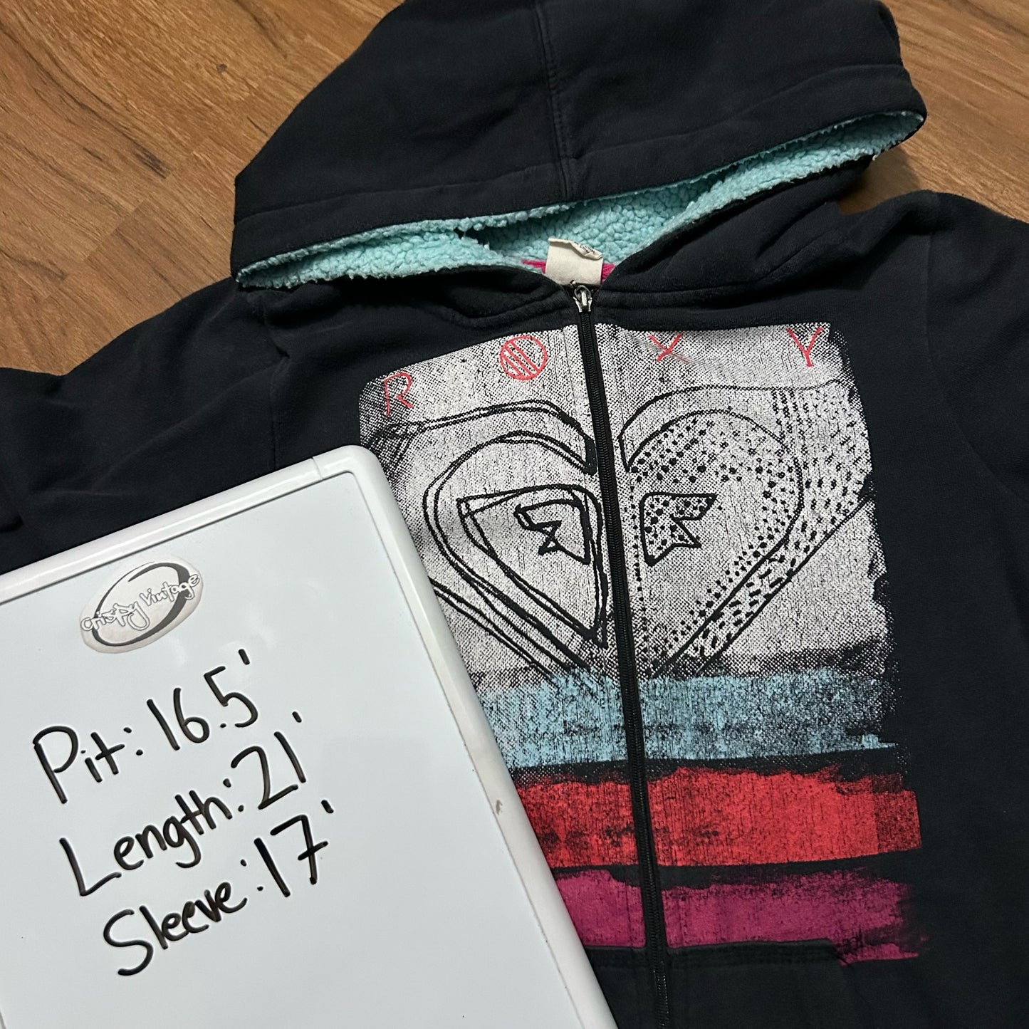 (Women L) Roxy Surfwear Full Zip Fleece Hoodie