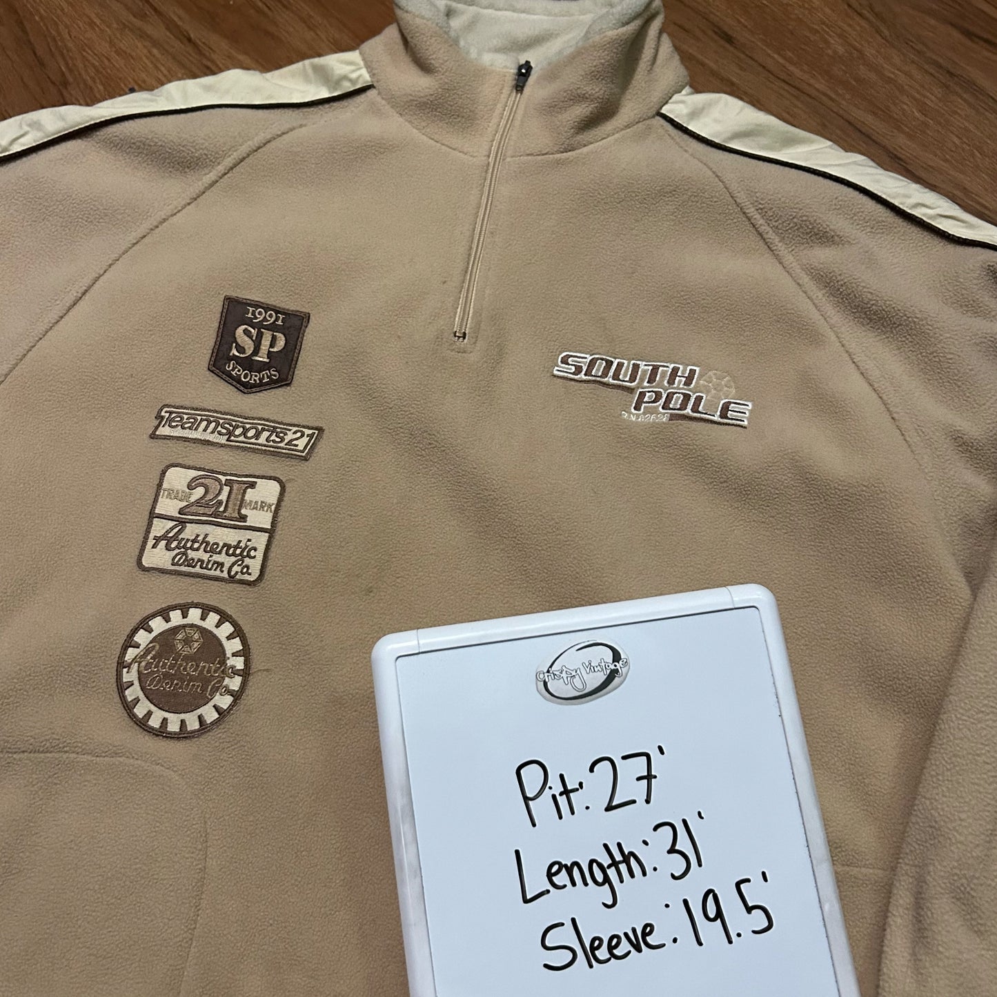 (XL) Vintage Y2K Southpole Beige Quarter-Zip Fleece