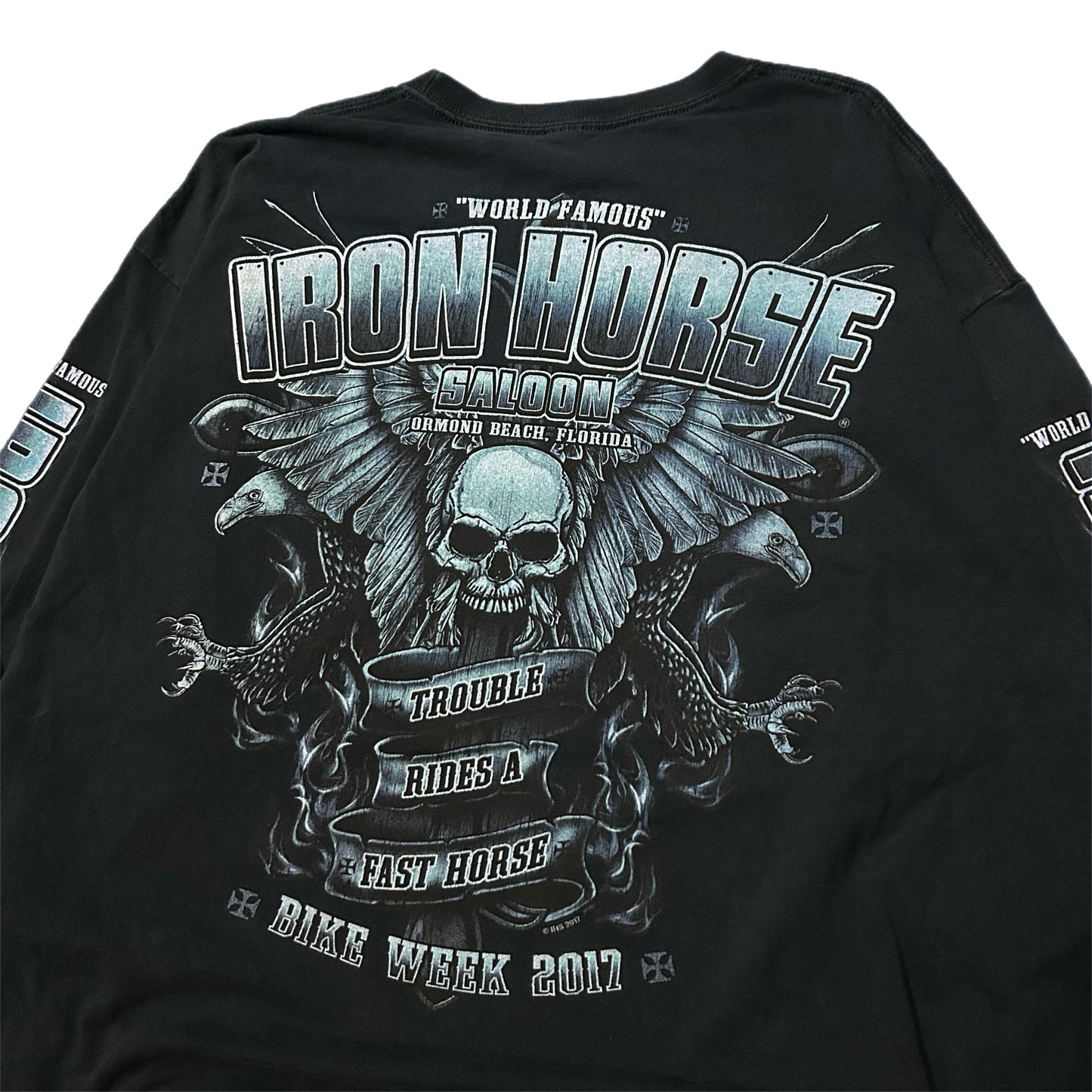 (XXL) Iron Horse Saloon Florida 'Trouble Rides A Fast Horse' Longsleeve