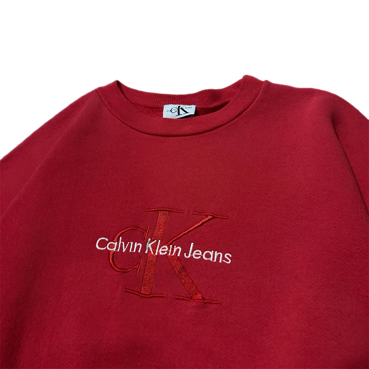 (XL) Vintage Bootleg Calvin Klein Jeans Red Crewneck