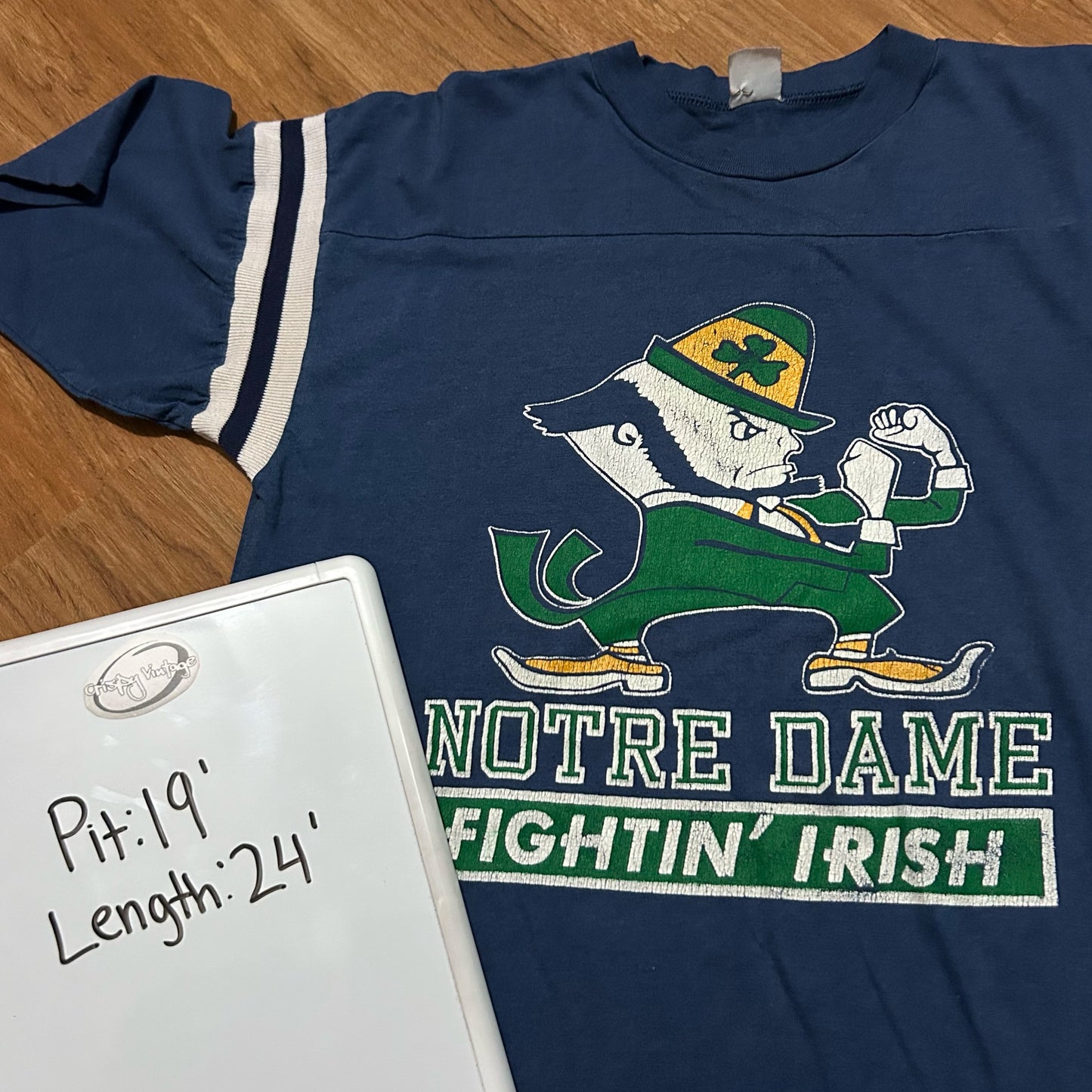 (S/M) Vintage 90s Notre Dame Fighting Irish Single Stitch Jersey Stripe T-Shirt