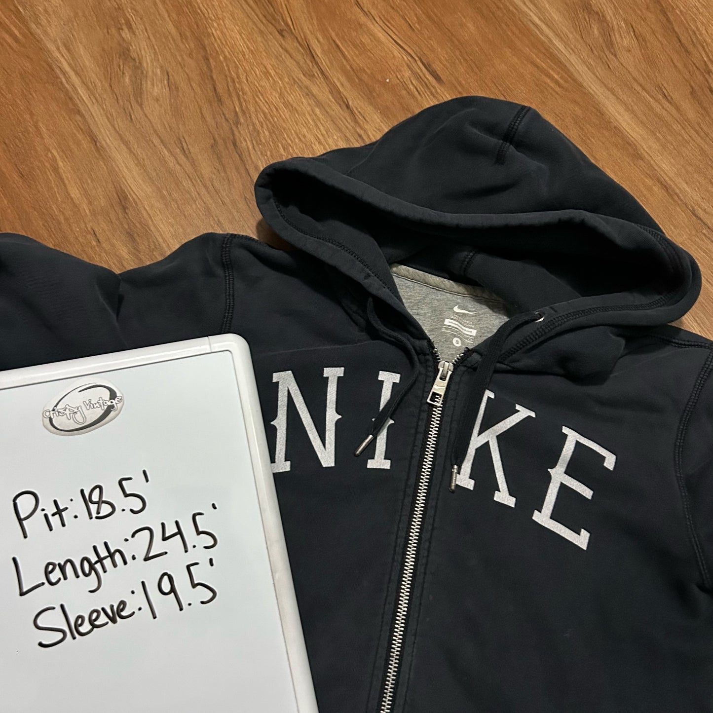 (S) Vintage Y2K Nike Spellout Full Zip Dark Navy Hoodie