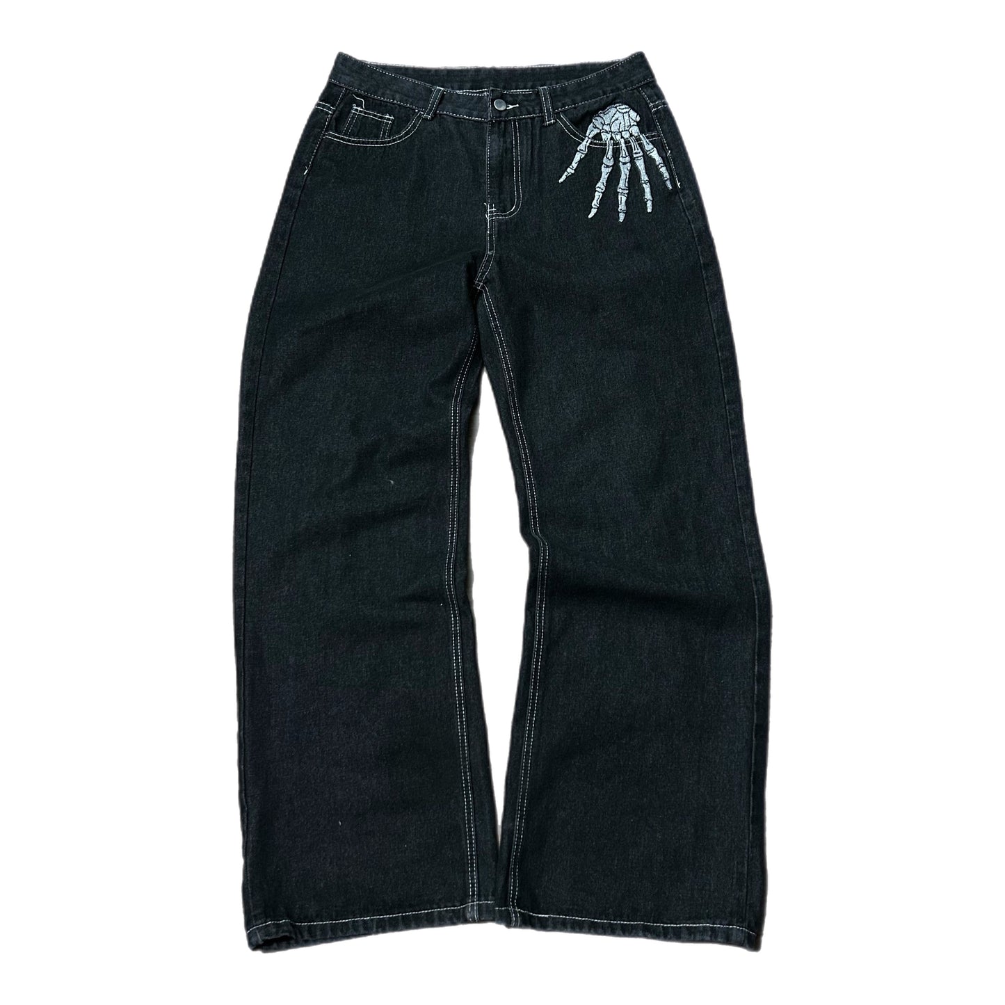 (32/34) Y2K Skeleton Bone Baggy Jeans