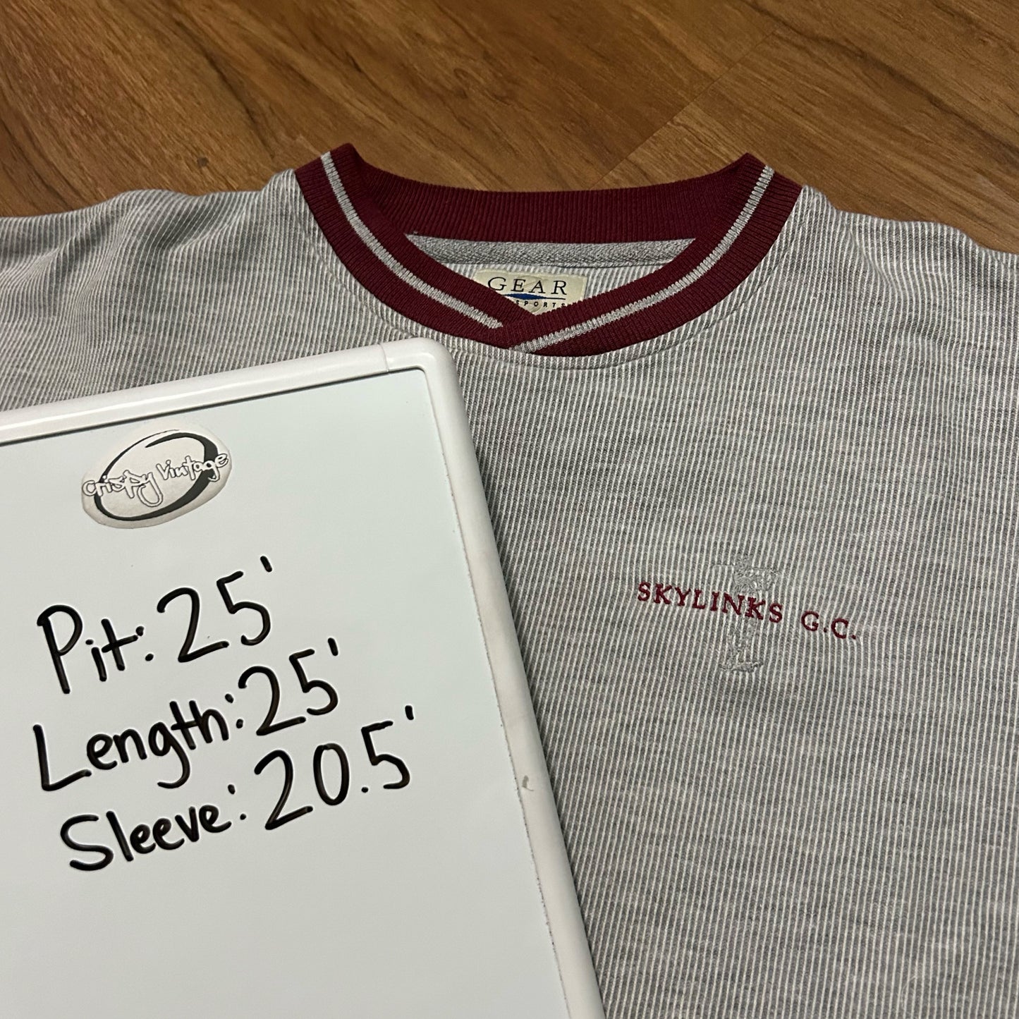 (L) Retro Skylinks Golf Course Grey Burgundy Pullover Crewneck