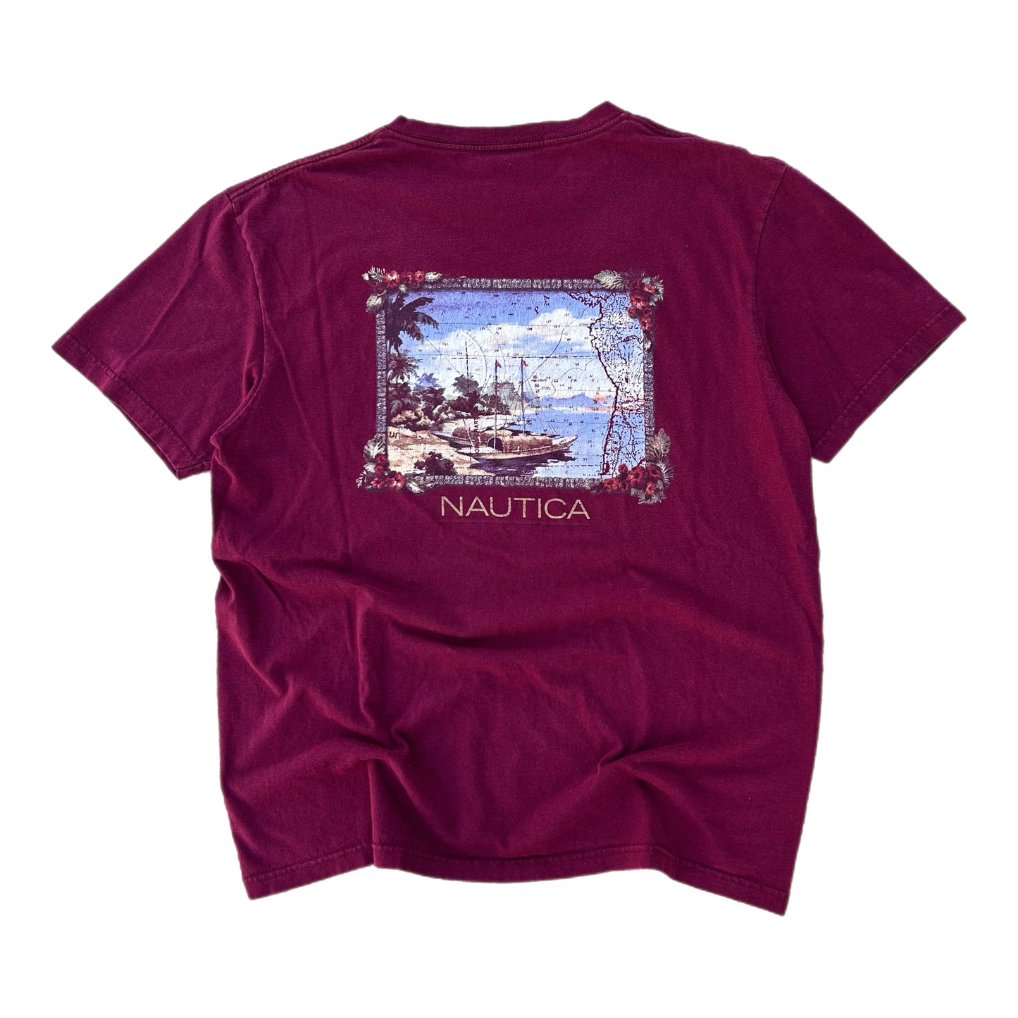 (L) Y2K Nautica Compass Boat Shirt