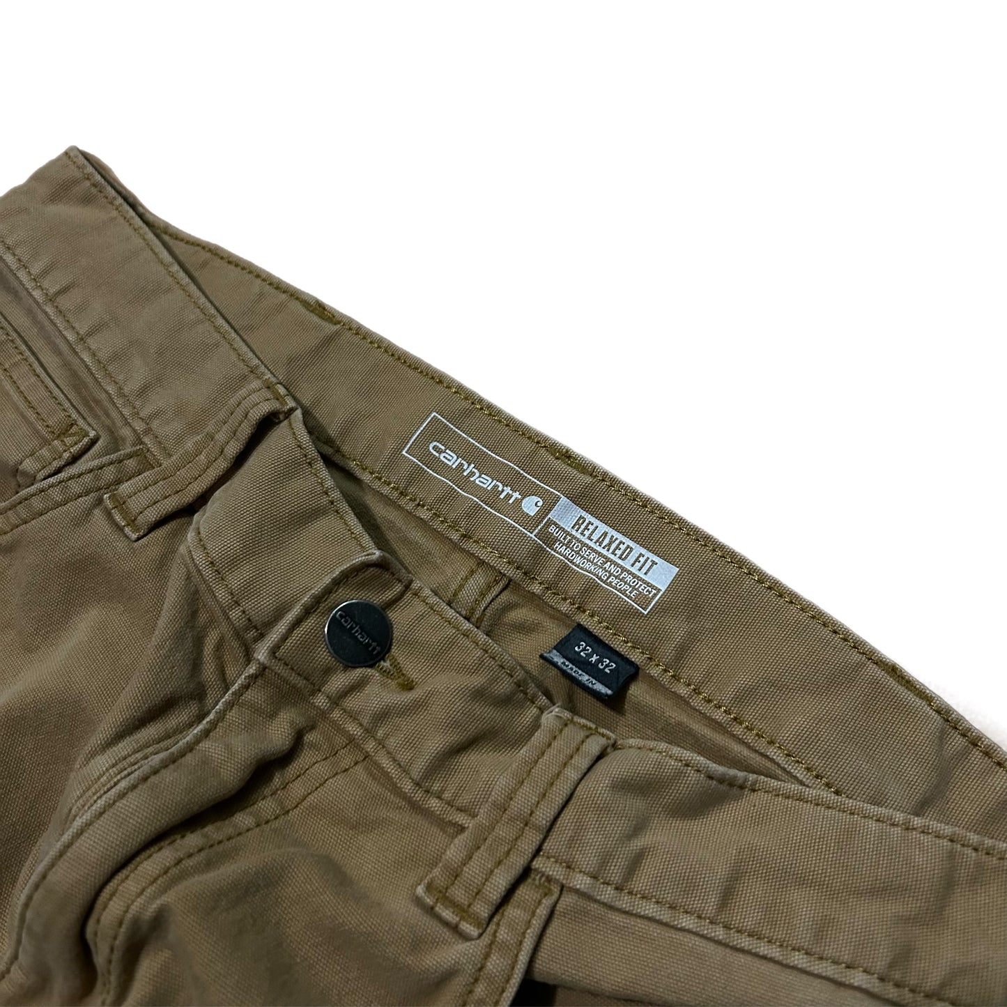 (32) Carhartt Dark Khaki Relaxed Fit Work Pants