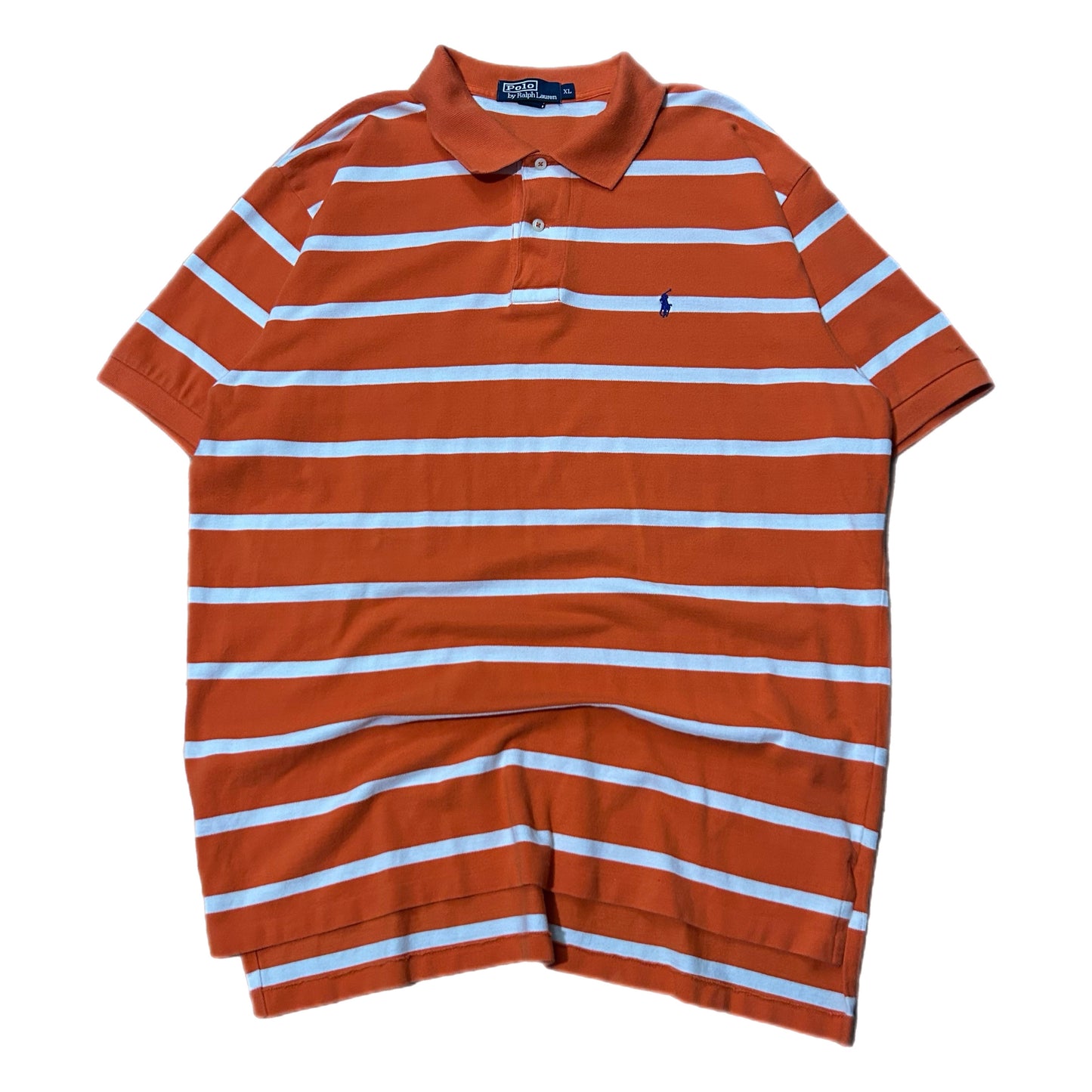 (XL) Vintage Orange Ralph Lauren Polo Striped Shirt