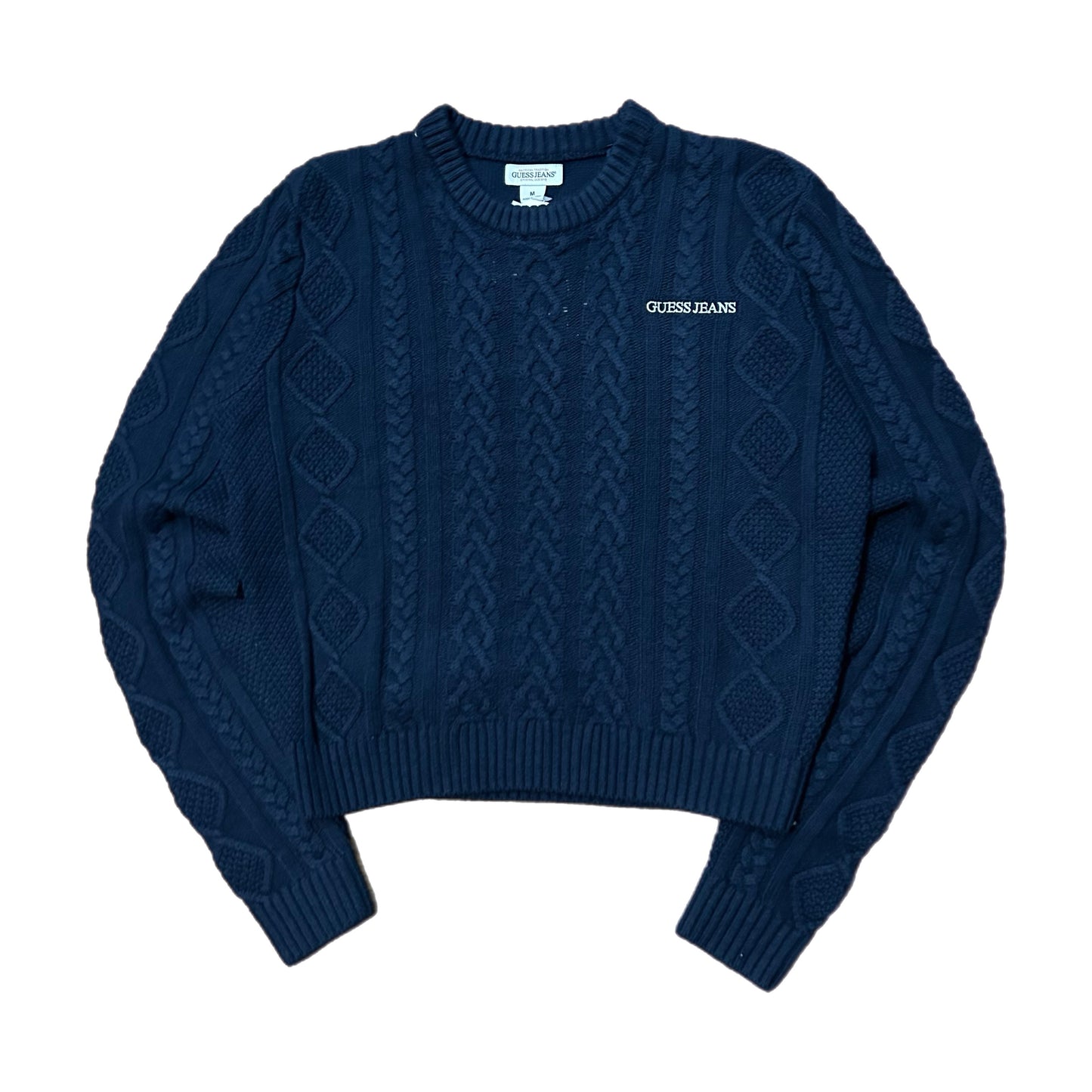 (M) Women’s Guess Jeans Cable Knit Navy Sweater