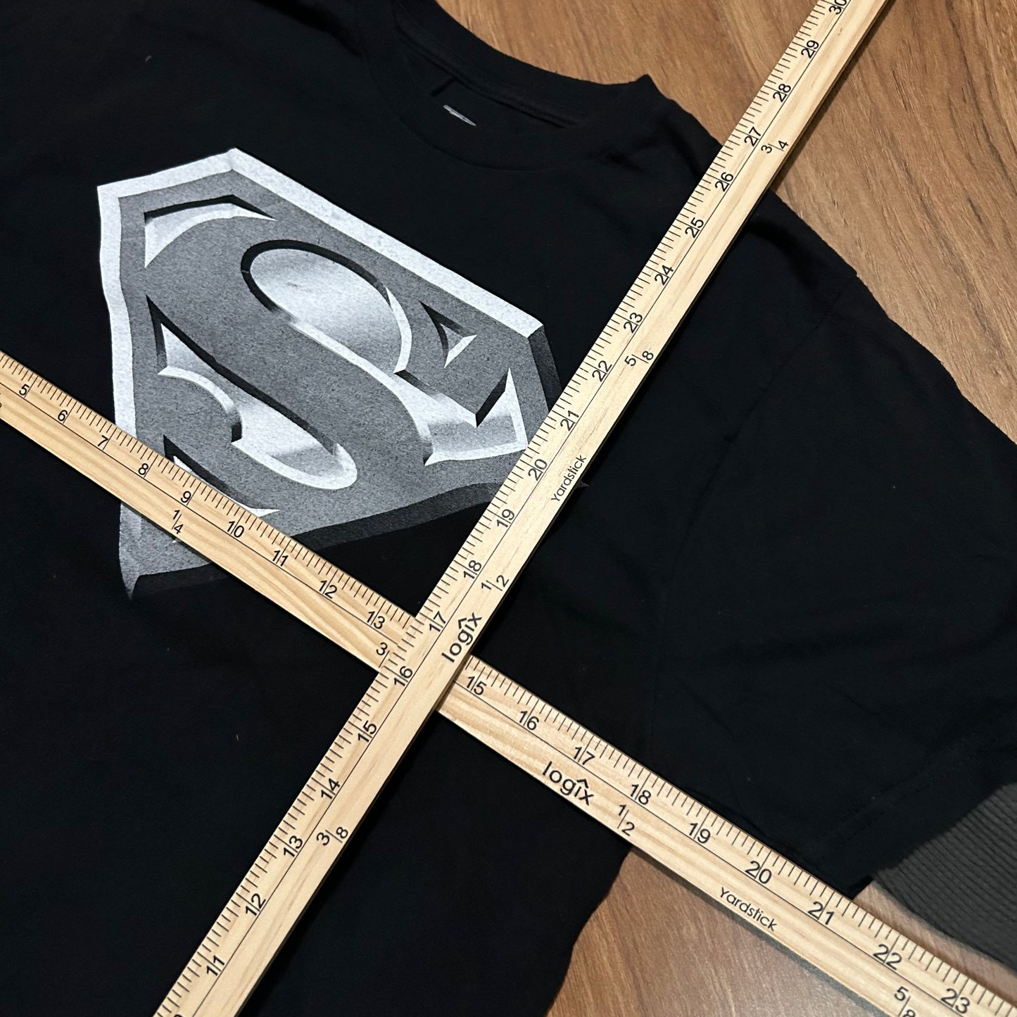 (M) Vintage DC Comics Superman Thermal Long-Sleeve Black Shirt