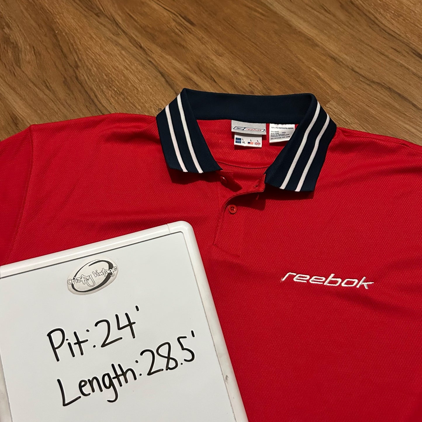 (L) Y2K Retro Reebok Red Polo T-Shirt