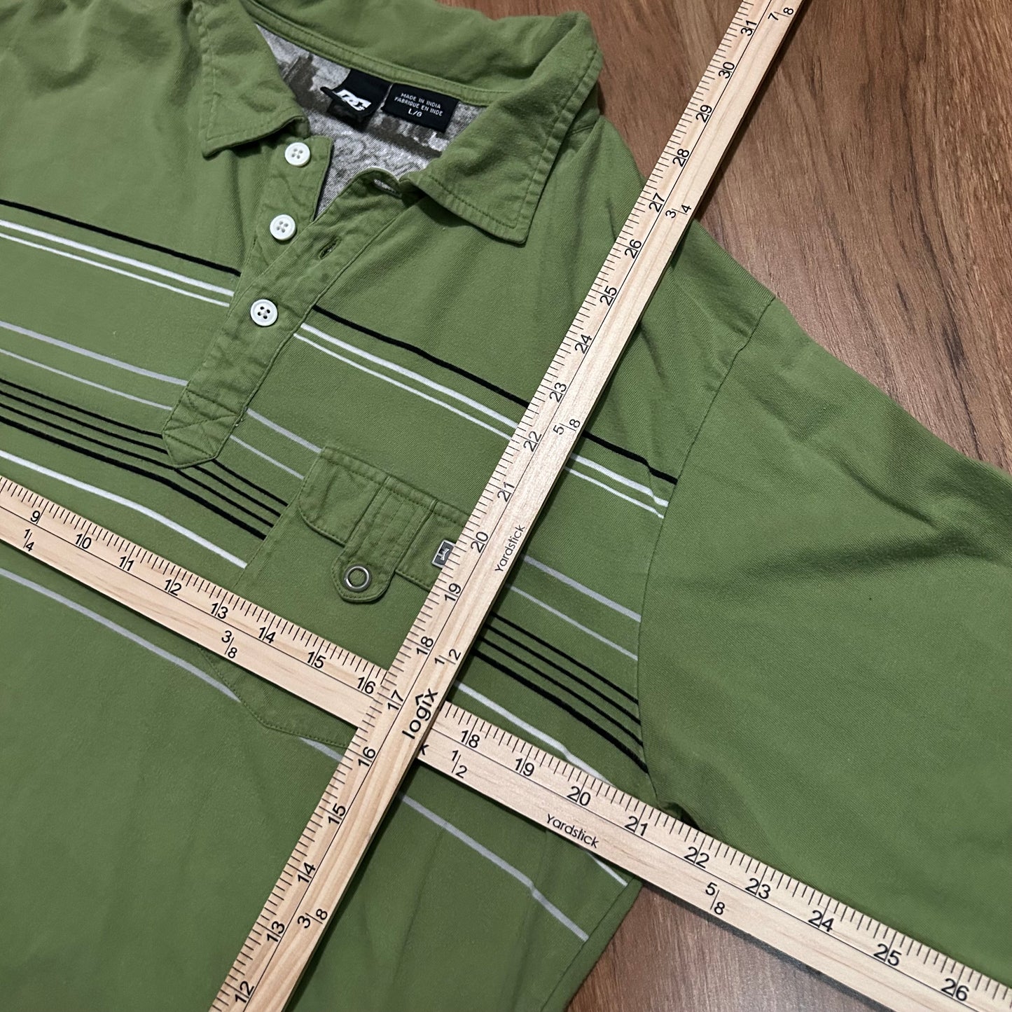(L) Y2K D&C Shoes Striped Green Longsleeve T-Shirt