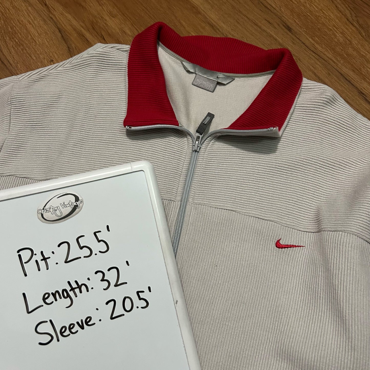 (XL) Vintage Y2K Nike Collared White Red Full Zip Track Jacket