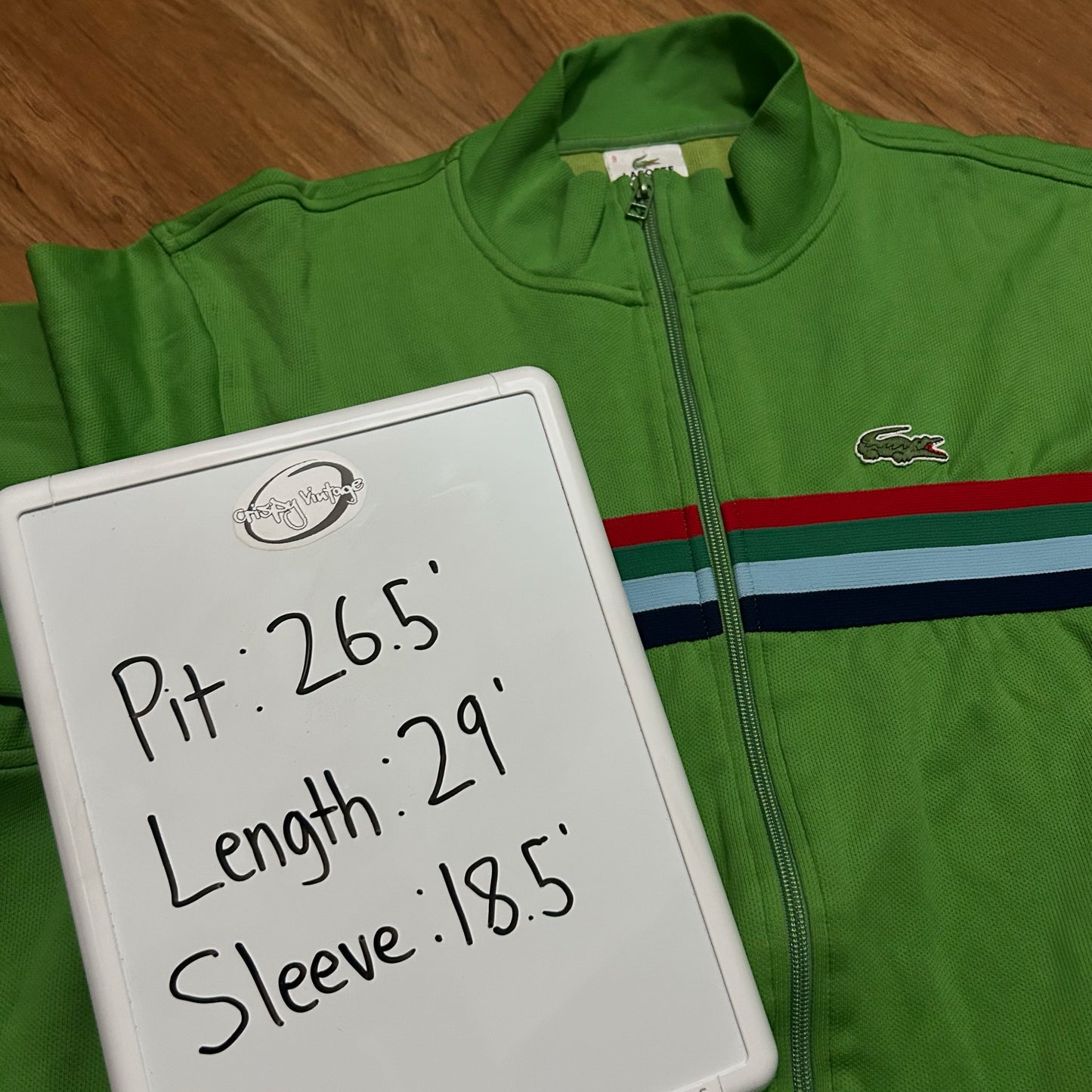 (L/XL) Vintage Lacoste Sport Full-Zip Colorblock Green Track Jacket