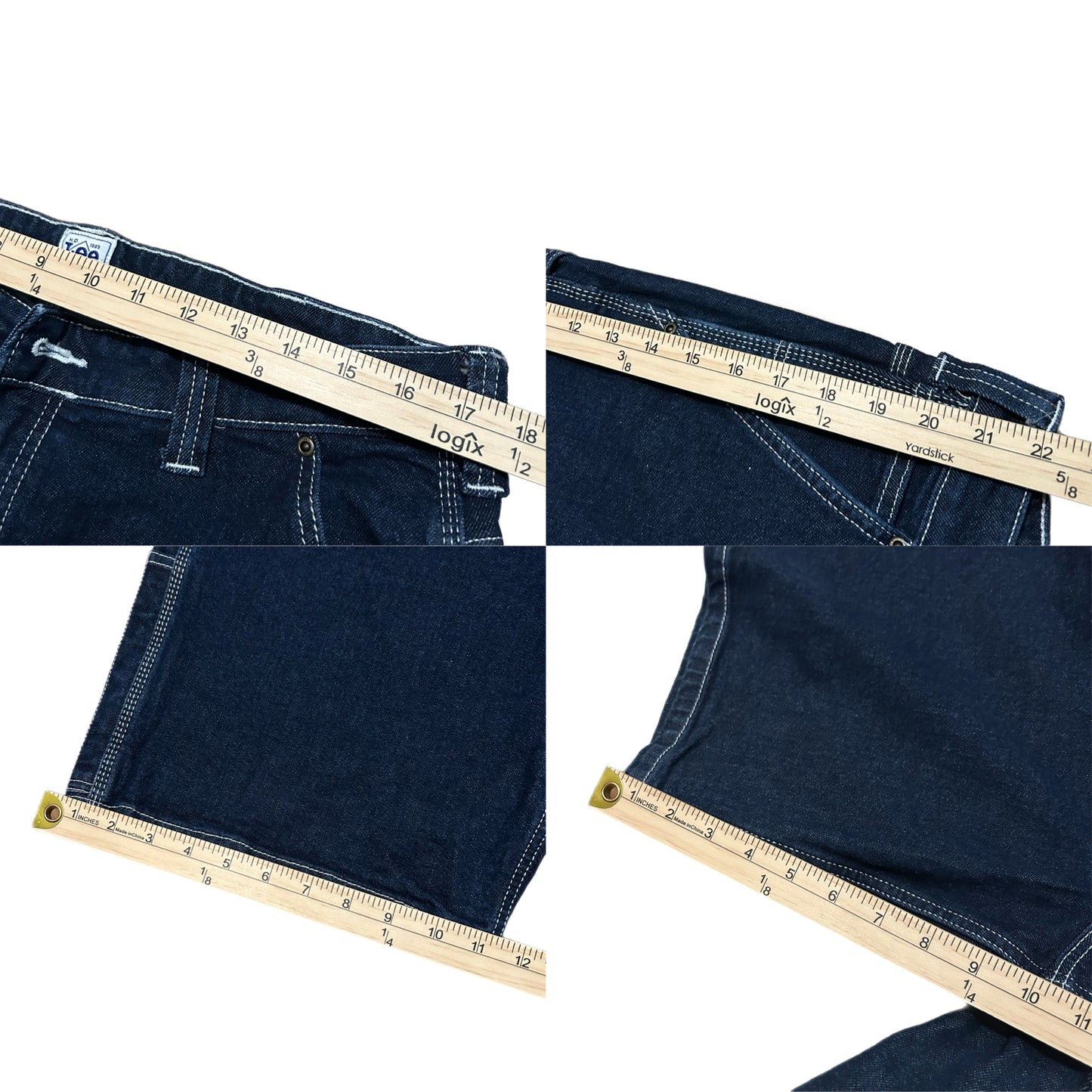 (36) Vintage Lee Workwear Carpenter White Stitch Denim Shorts