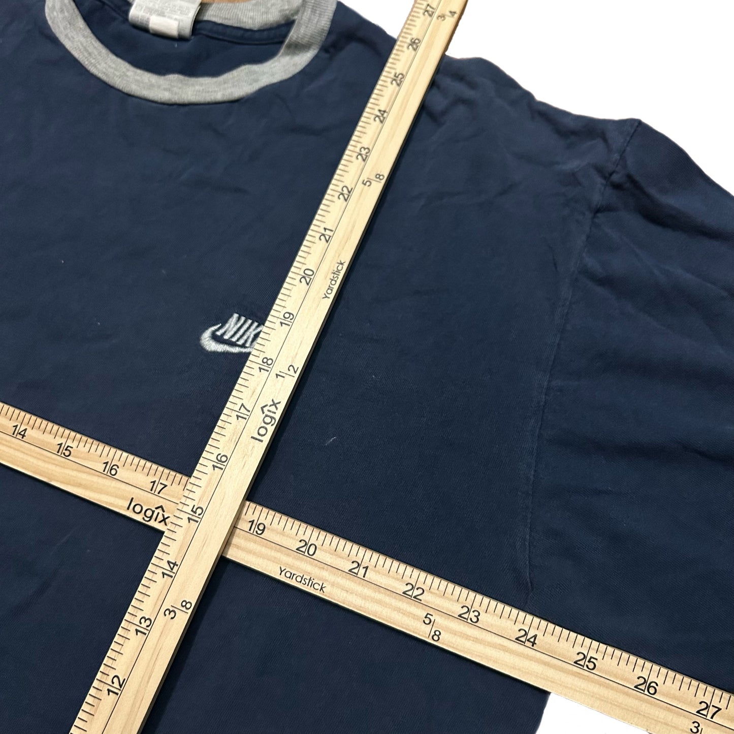 (XL) Y2K Nike Embroidered Navy Longsleeve Shirt