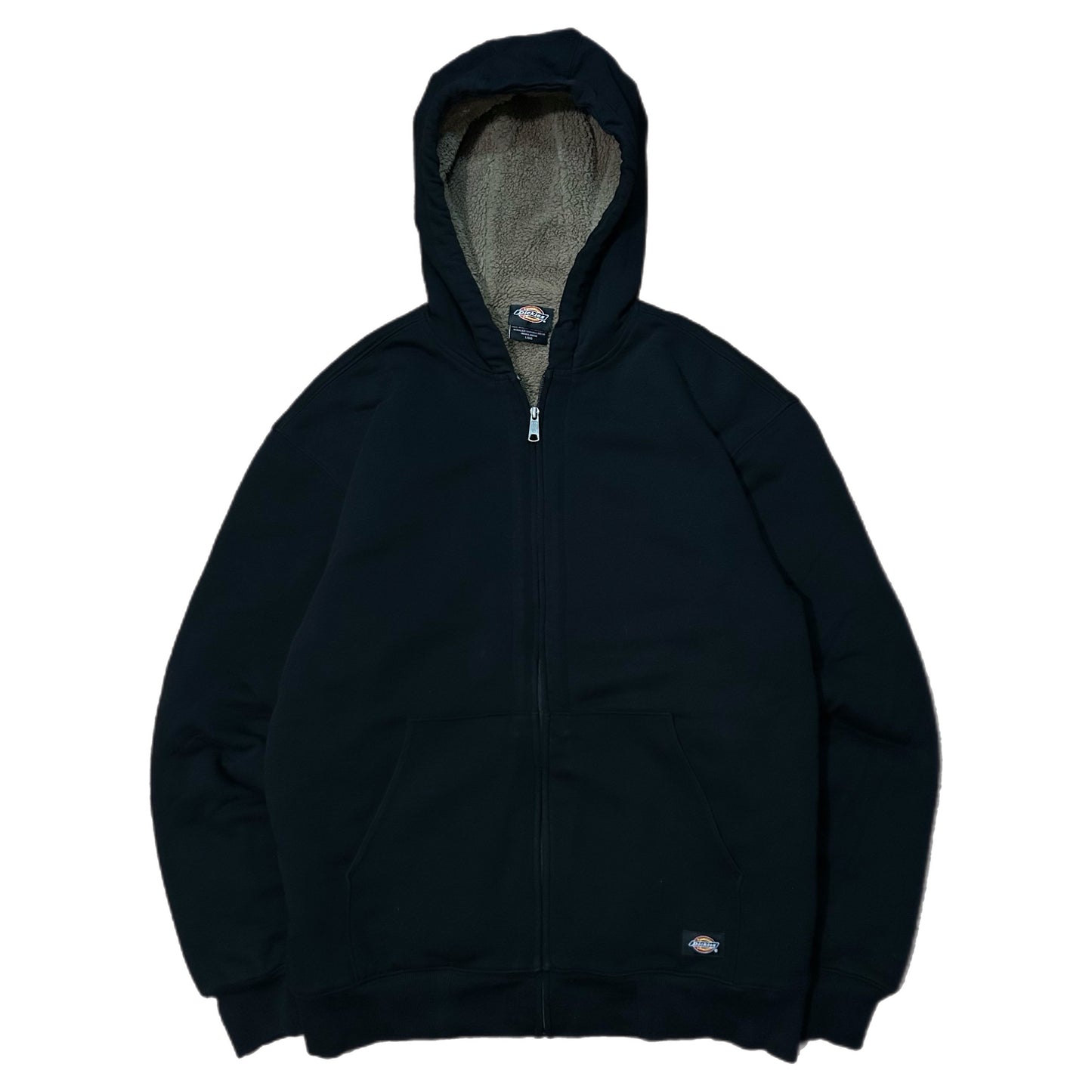 (L) Dickies Sherpa Lining Black Zip-Up Hoodie