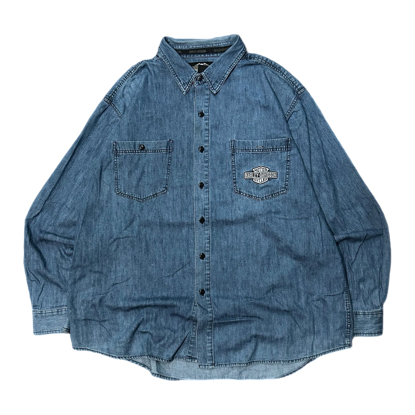 (XXL) Vintage Harley Davidson Denim Button-Up