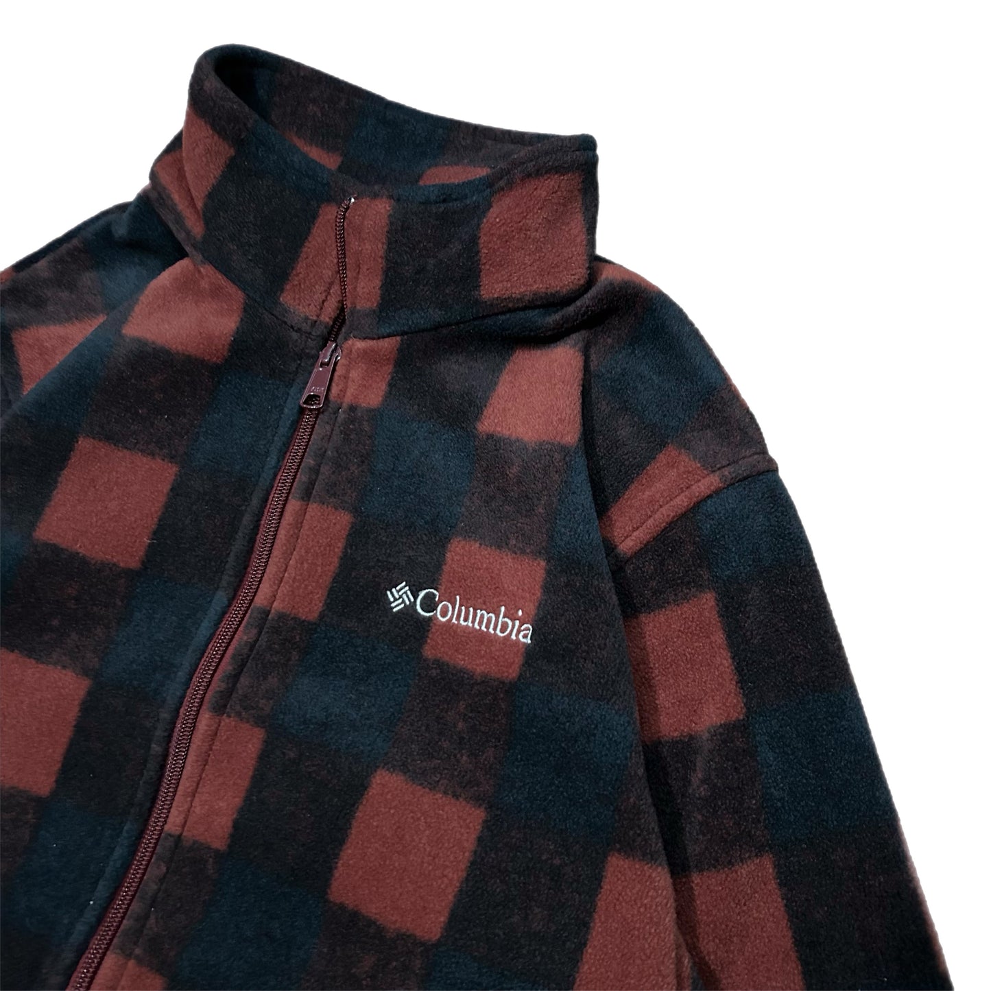 (M) Columbia Fleece Red Flannel Plaid Zip-Up