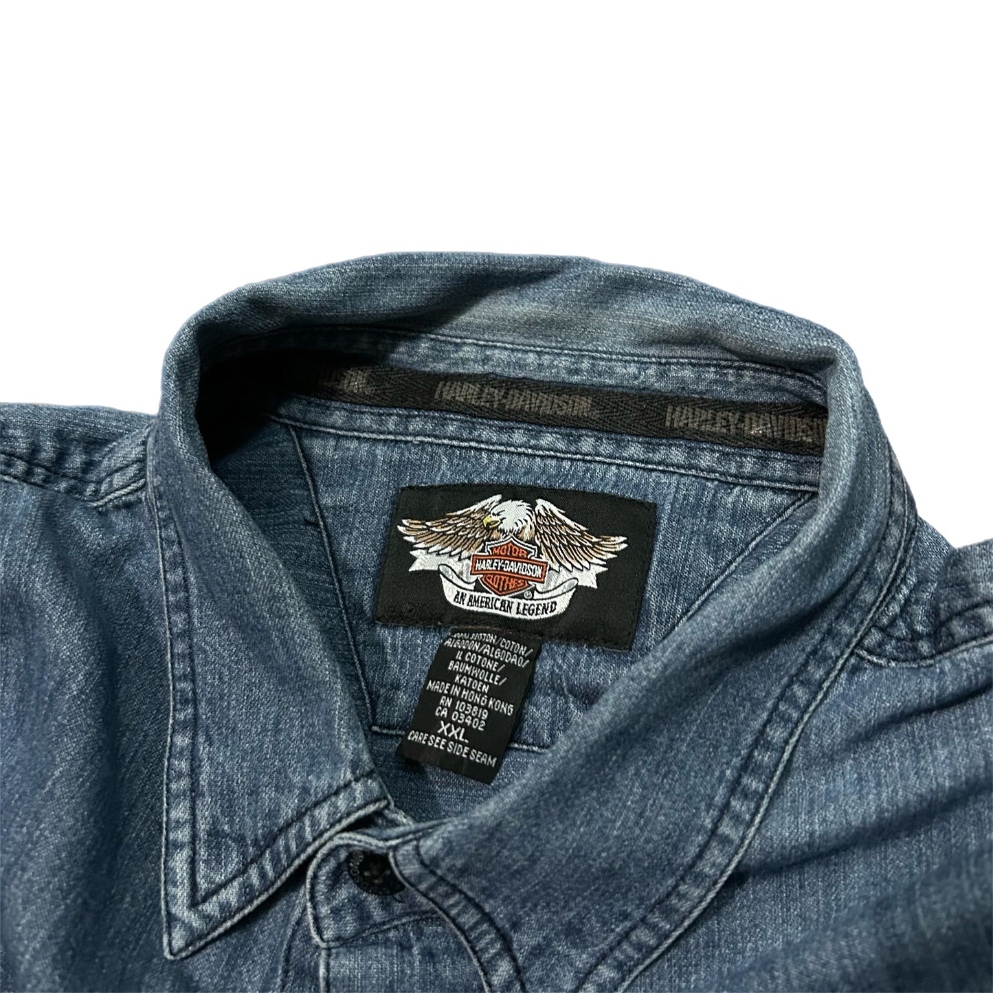 (XXL) Vintage Harley Davidson Denim Button-Up