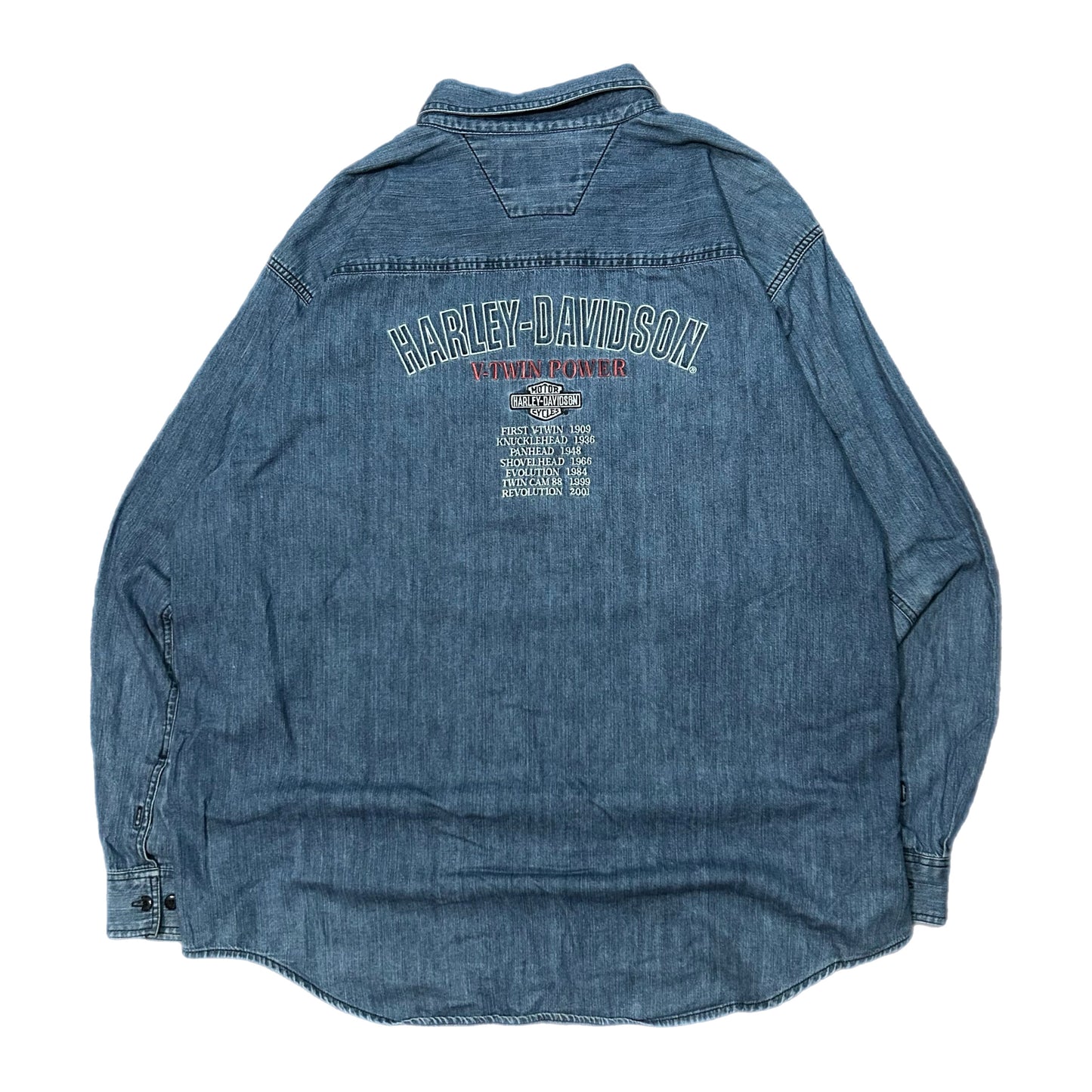 (XXL) Vintage Harley Davidson Denim Button-Up